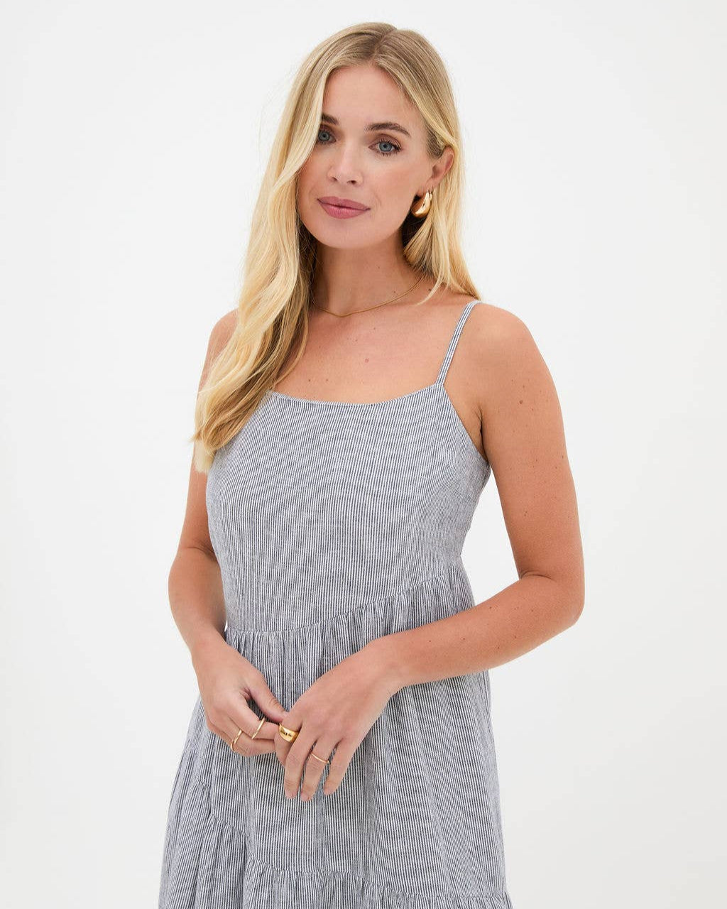 Fika Asymmetric Striped Midi Dress