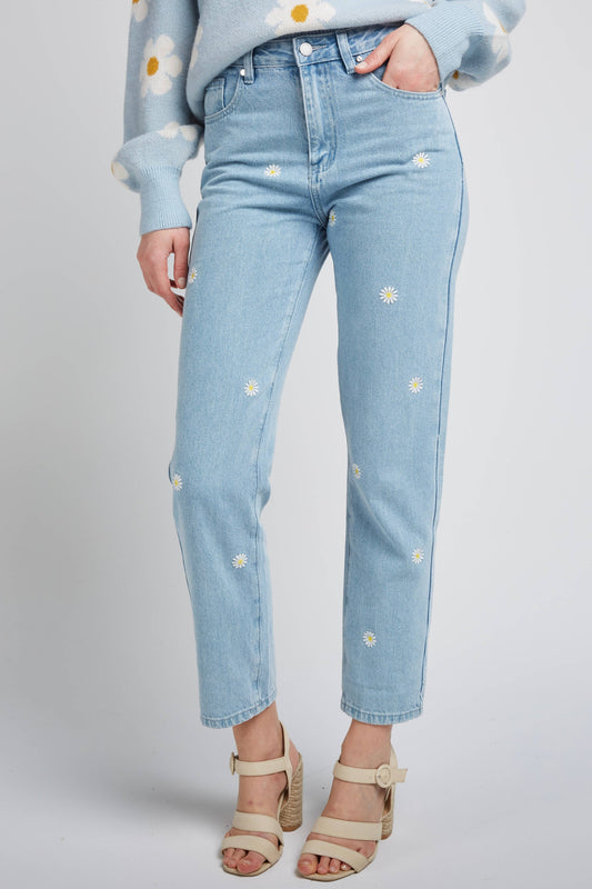 BIRKIN - Embroidered Daisies Jeans