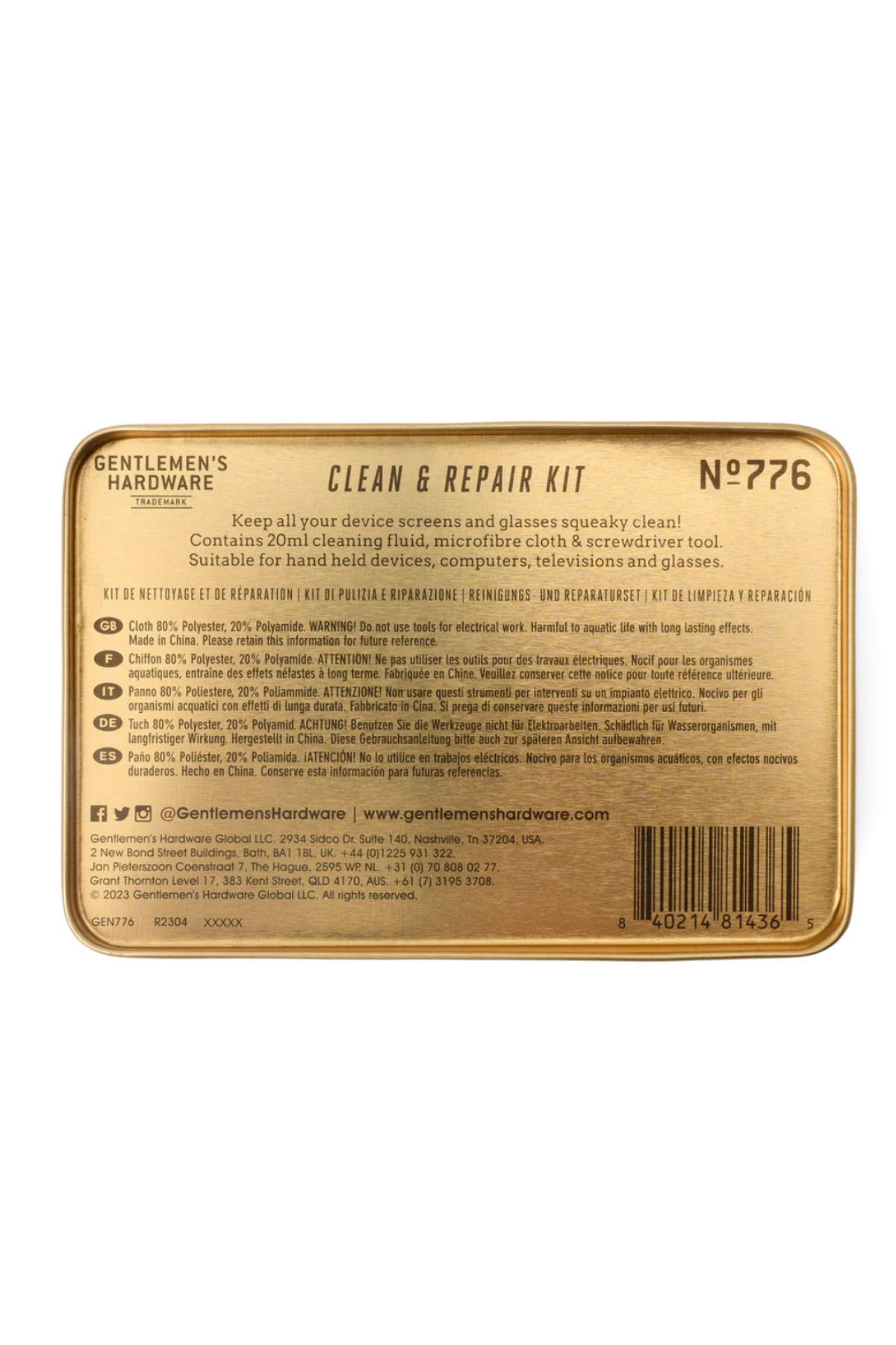 Gentlemen's Hardware Squeaky Clean & Repair Kit