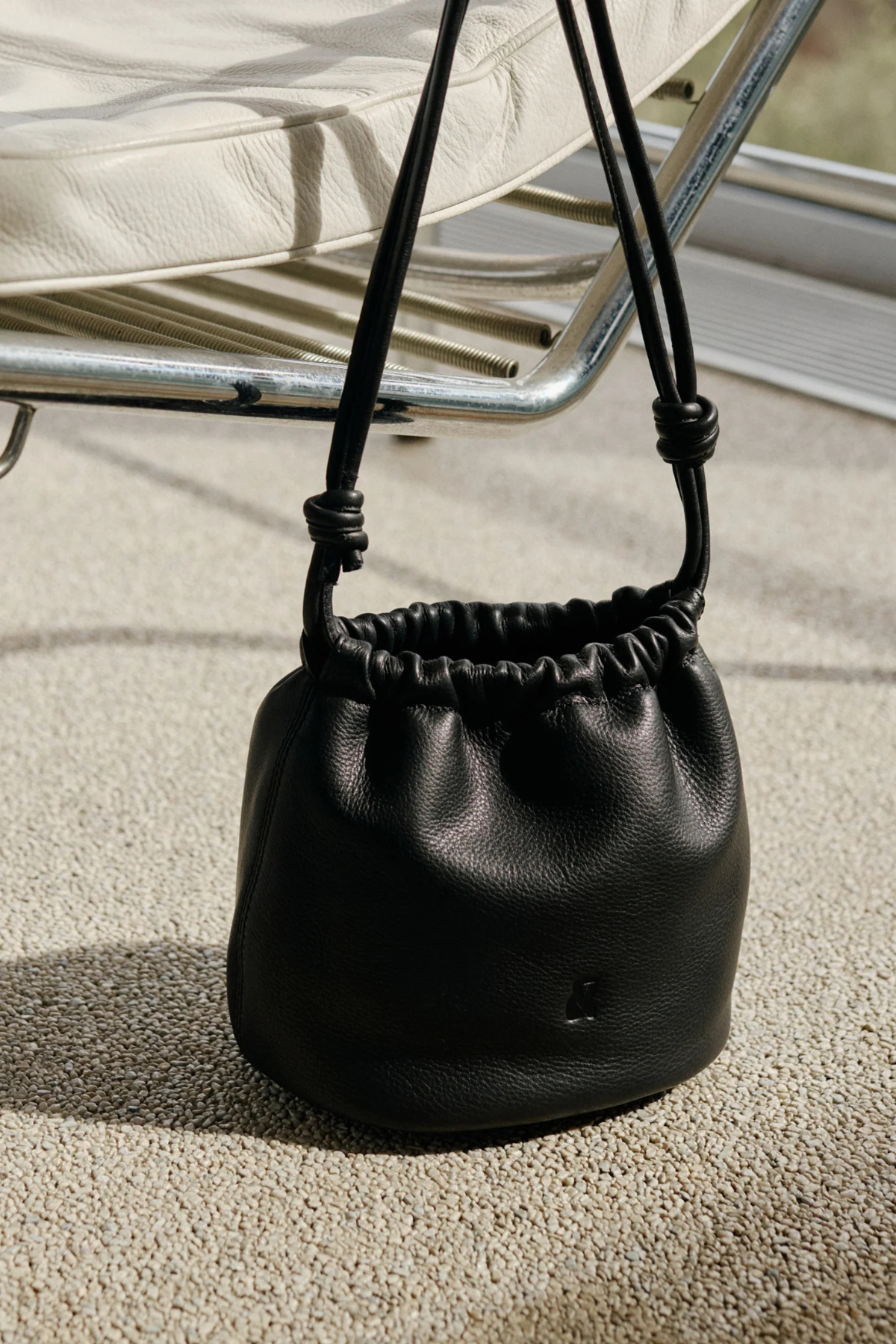 Gathered Leather Shoulder Bag