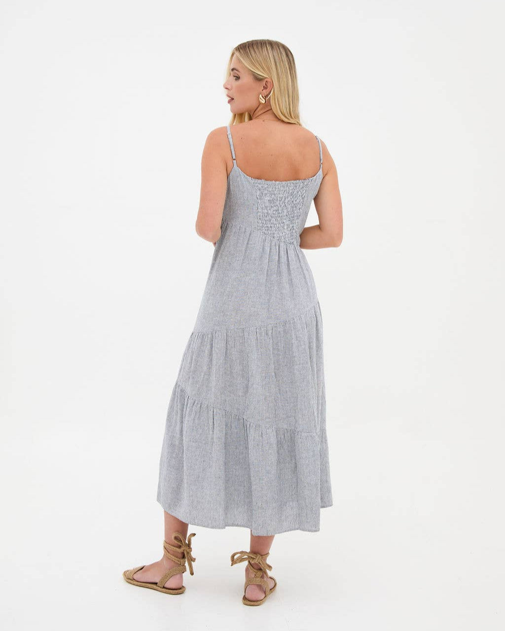 Fika Asymmetric Striped Midi Dress