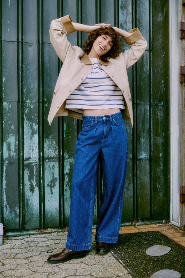 SALE - BYSAIMA 3/4 T-Shirt - Blue Stripe