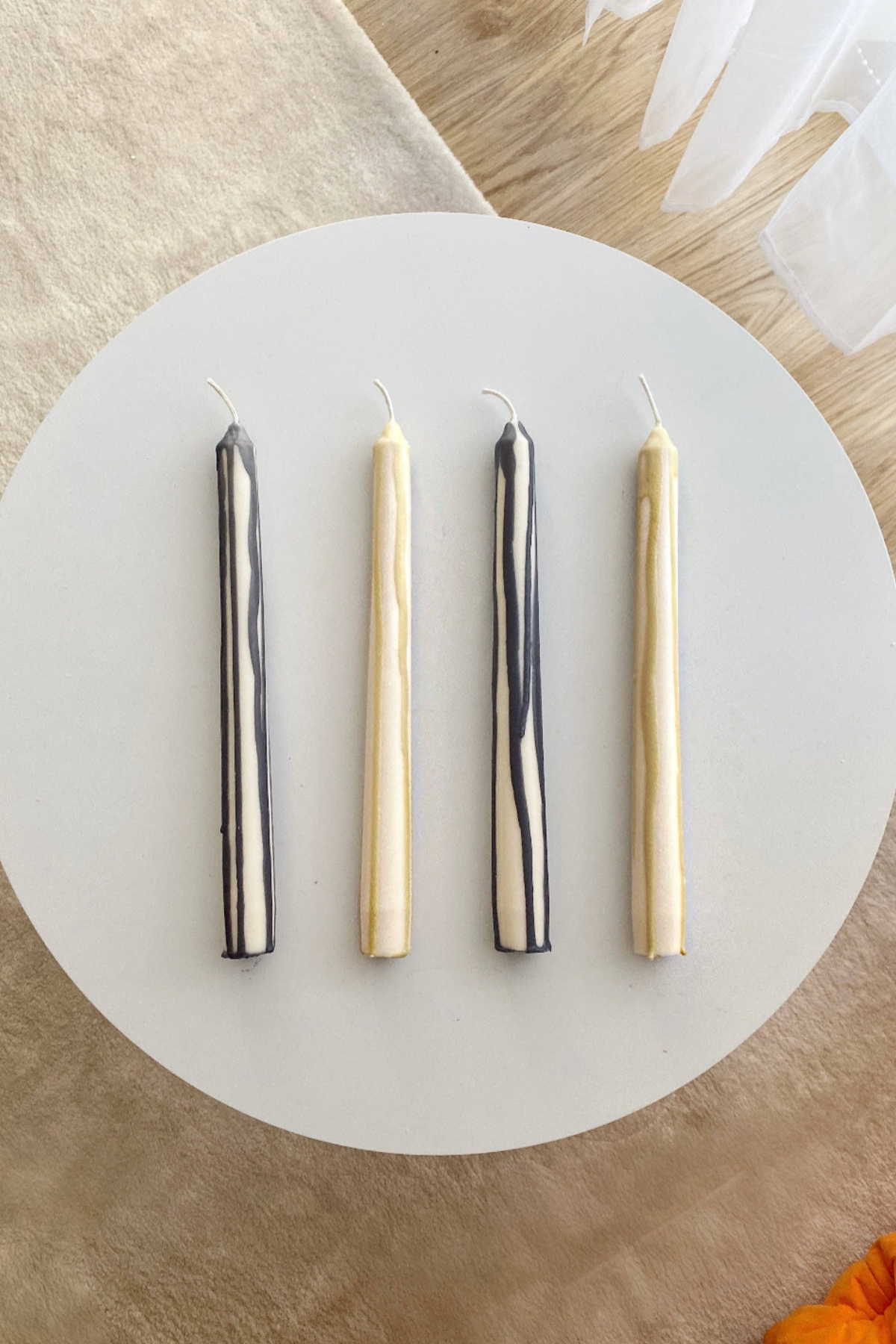 Charcoal Abstract Drip Candle Sticks (Set of 2)