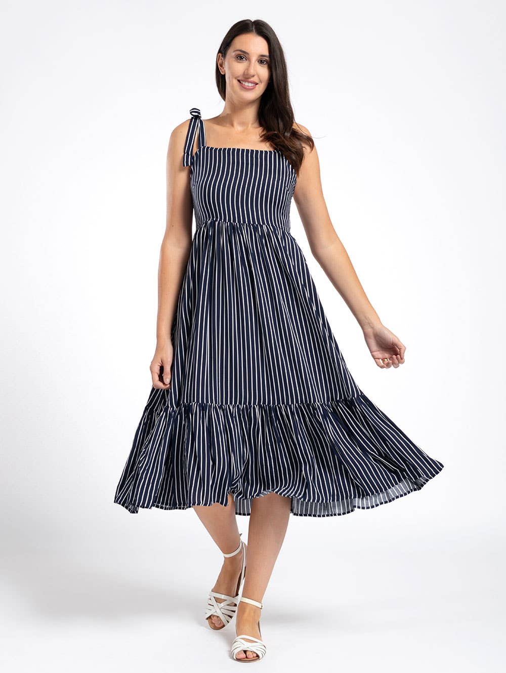 Pentlebay Clothing - Strappy Sundress in Navy Stripe