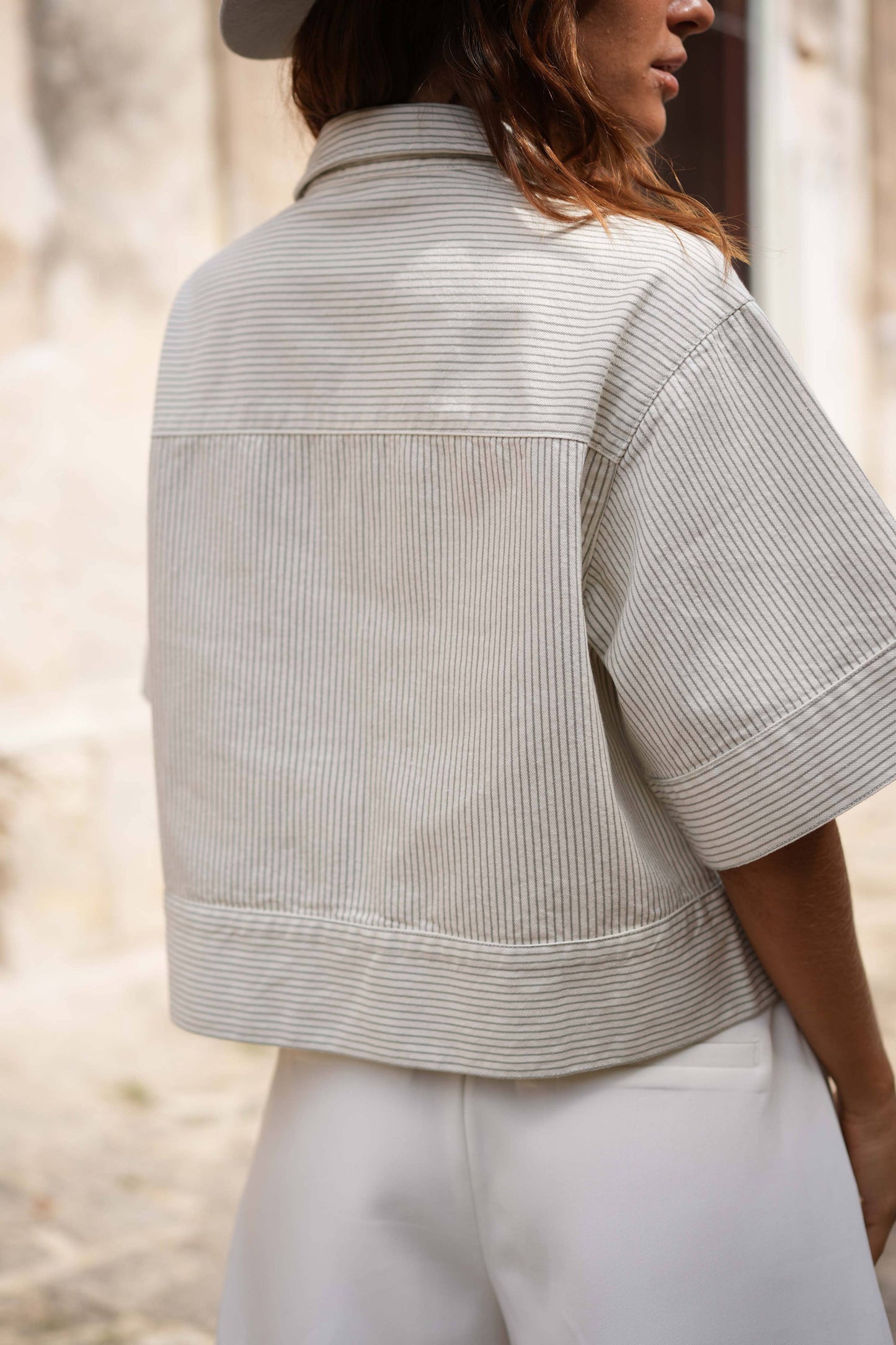 Victor Jacket - Taupe Striped Denim