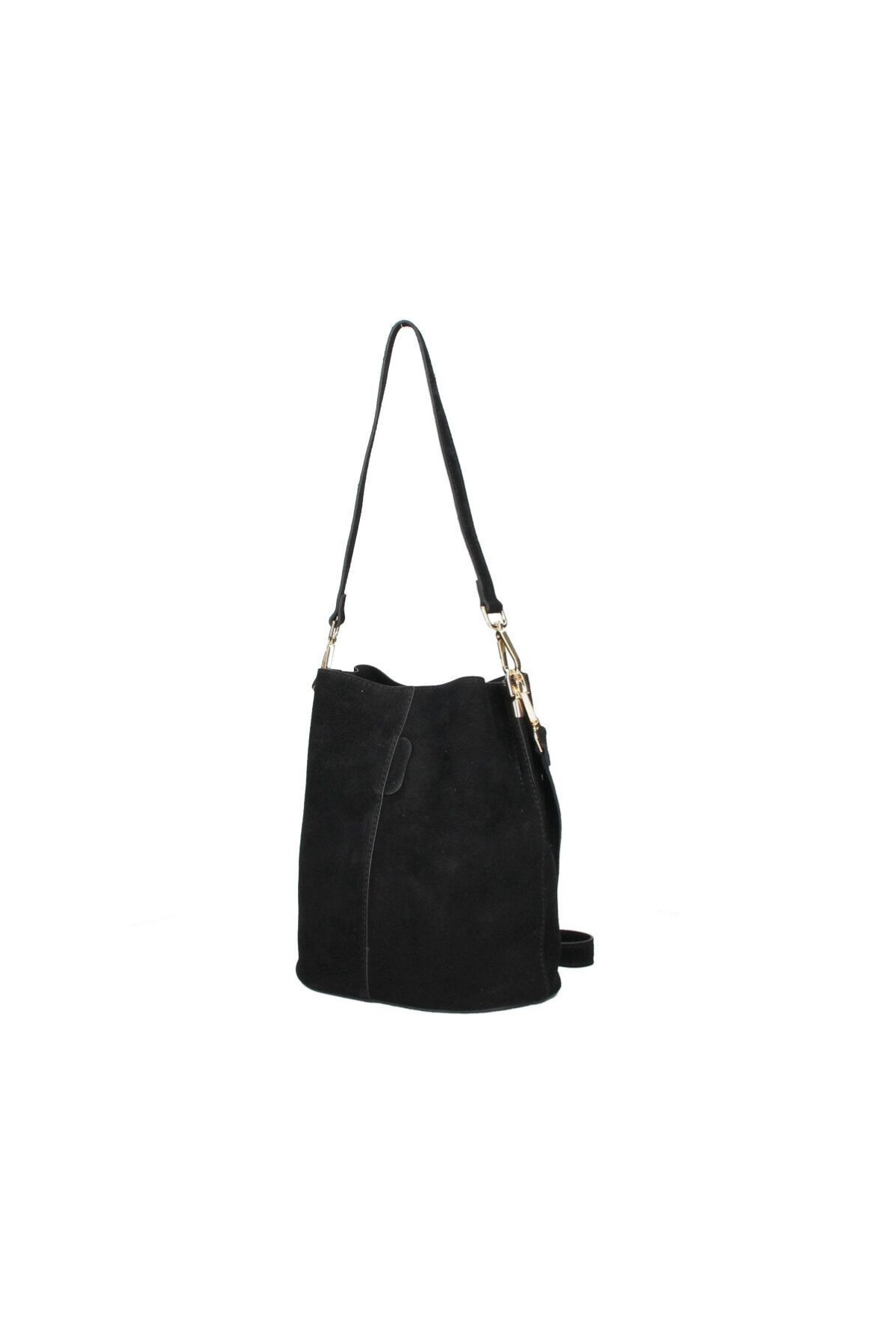 Marzia Suede Bucket Bag - Black