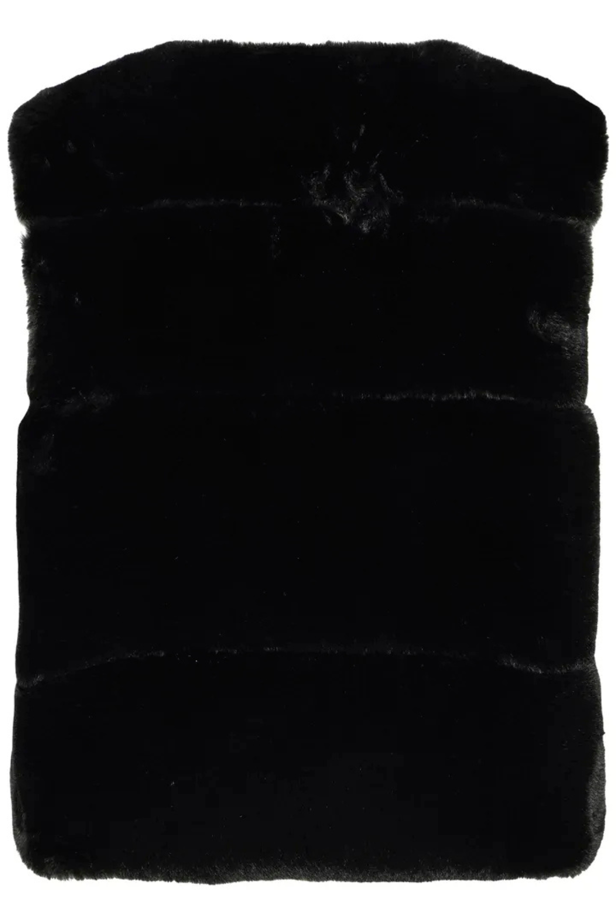 BYASKANA Faux Fur Ribbon Tie Black Vest