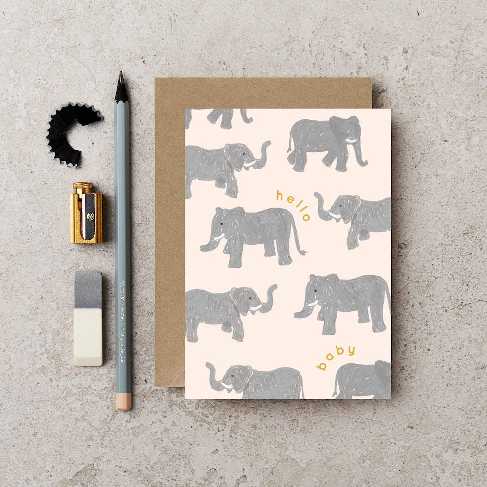 hello baby elephant card
