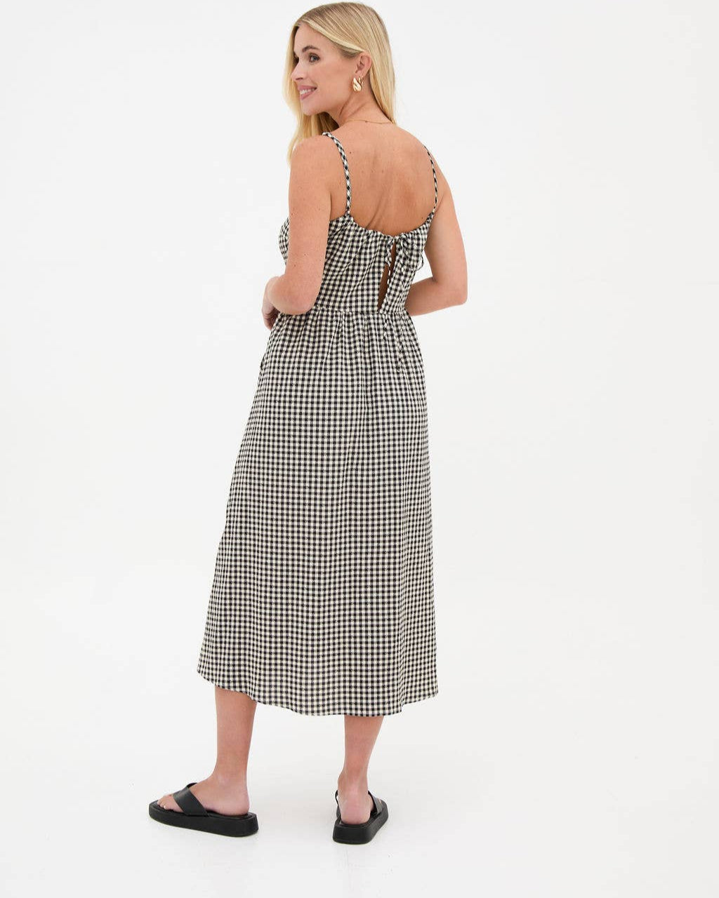 Rose Gingham Midi Dress