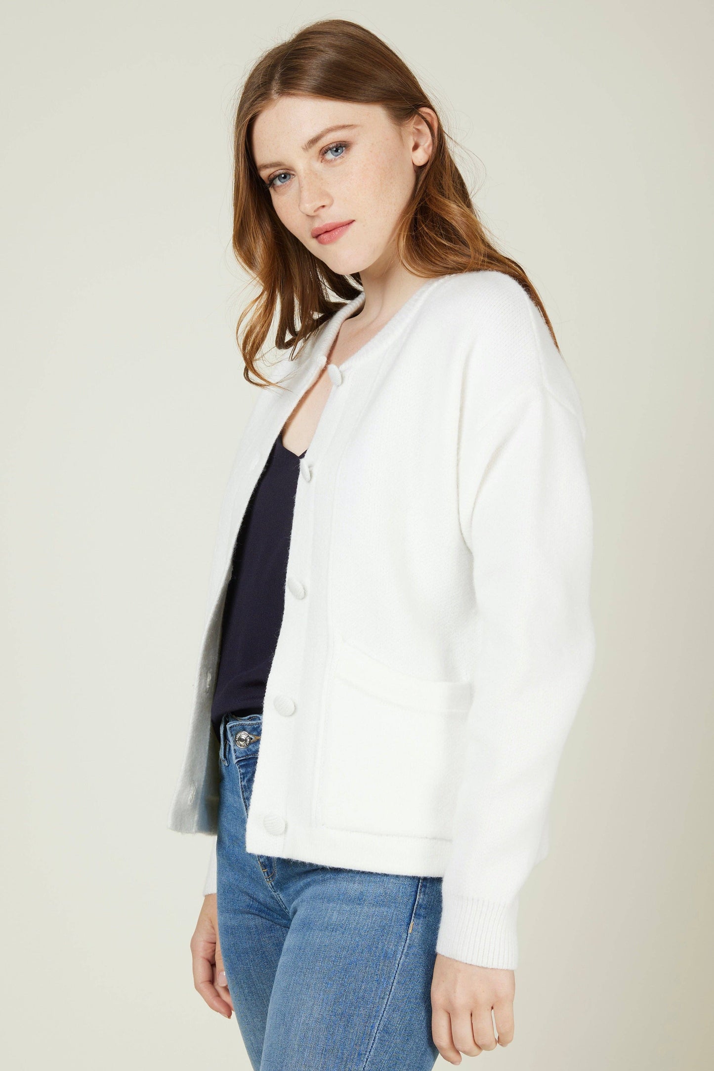 GILIAN Cream Teddy style cardigan