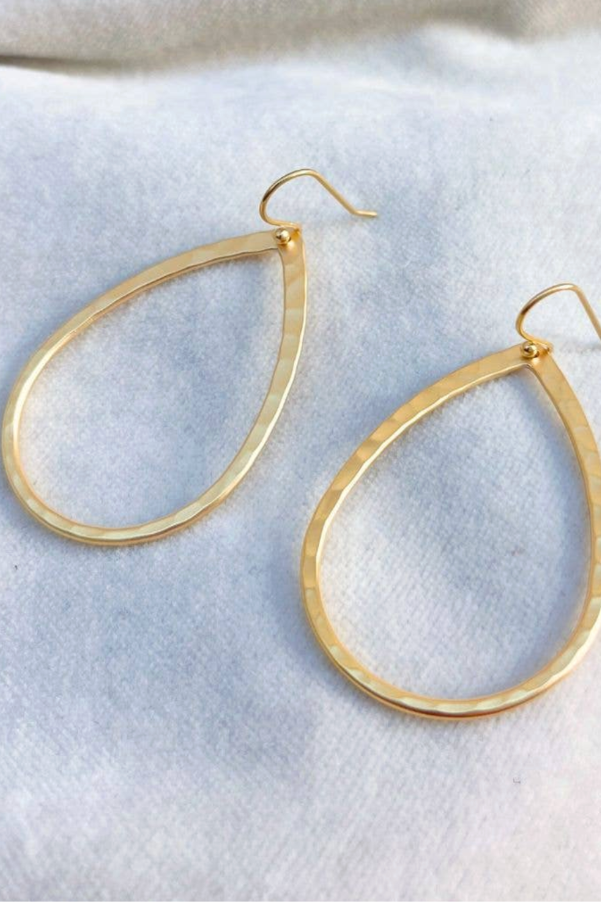 Hammered Tear Drop Earrings - Silver/Gold