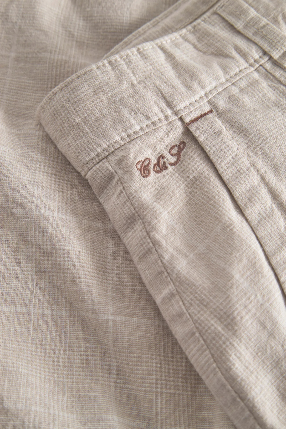 Linen Blend Tent Check Shorts