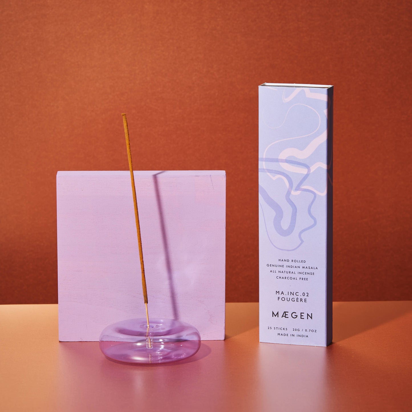 Hand Blown Glass Incense Holder - Lavender