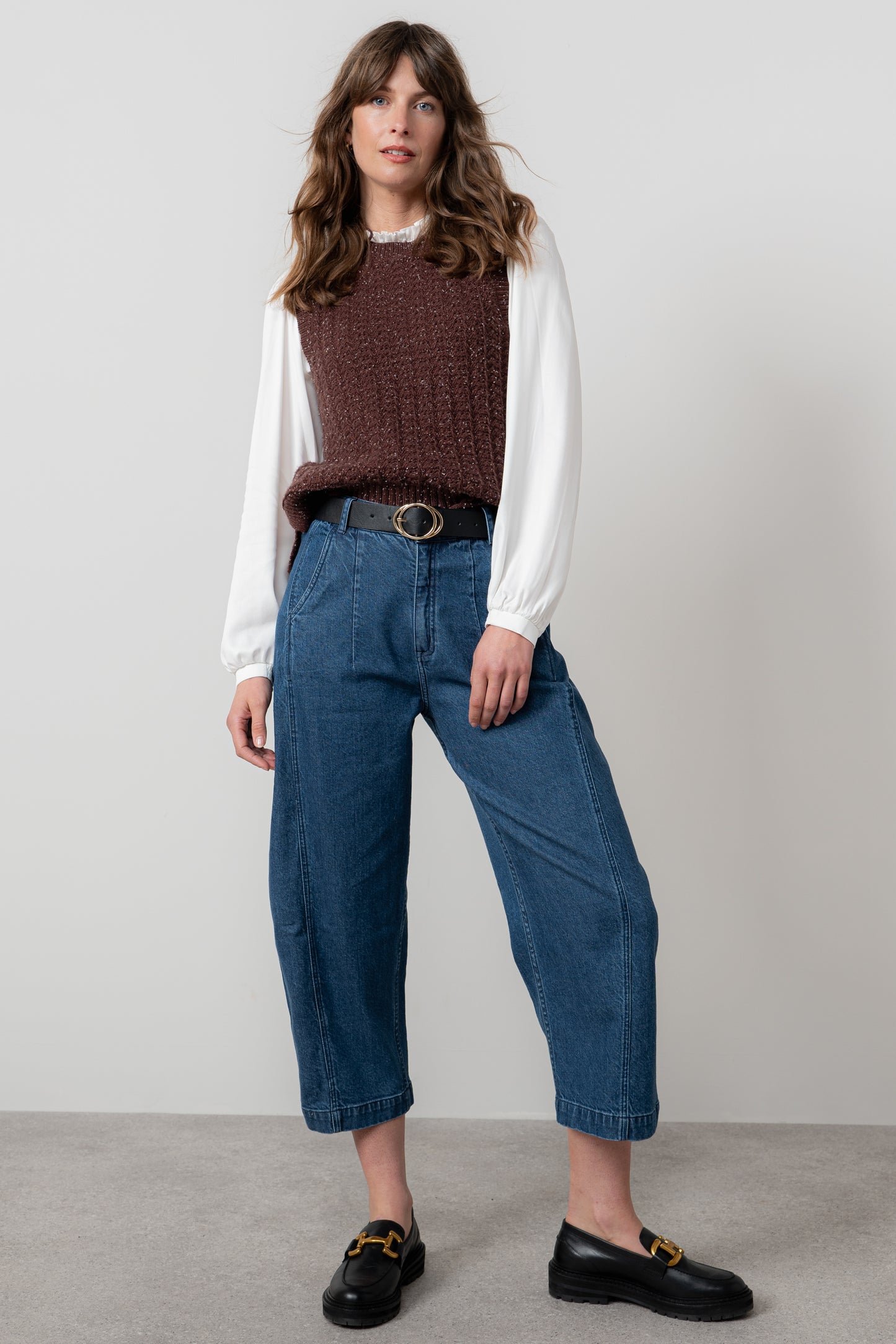 Eva Oatmeal Cotton Knit Tank Top - Chocolate