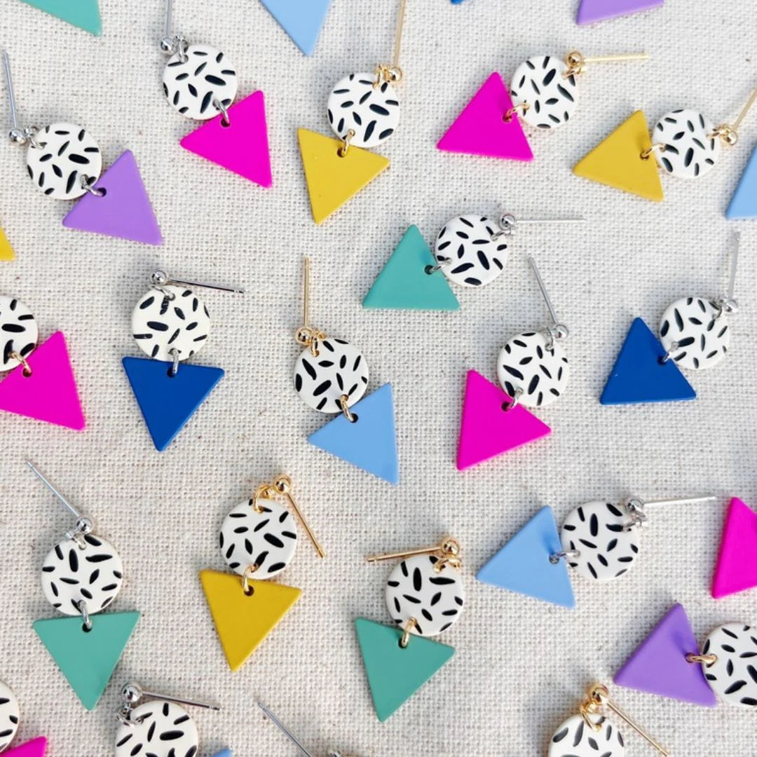 Mini Memphis Stud Earrings - Various Colours - Gold