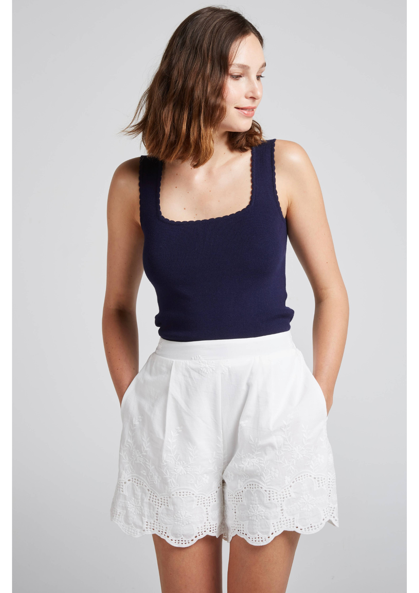 BALEARES Embroidered Cotton Shorts