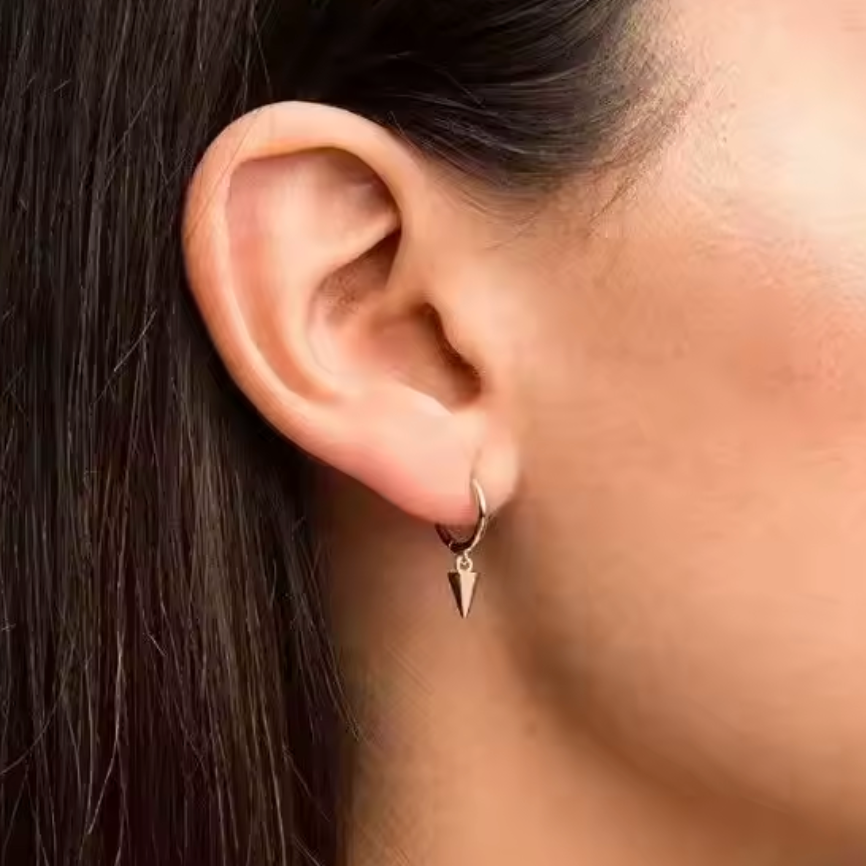 Sterling Silver Spike Huggie Hoop Earrings