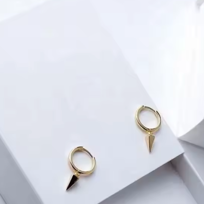 Sterling Silver Spike Huggie Hoop Earrings