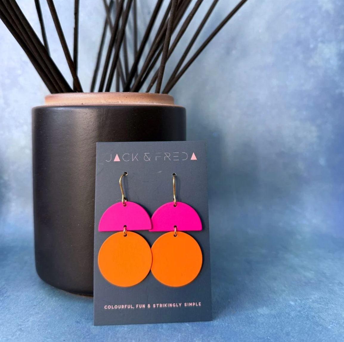 Orla Earrings - Orange & Hot Pink