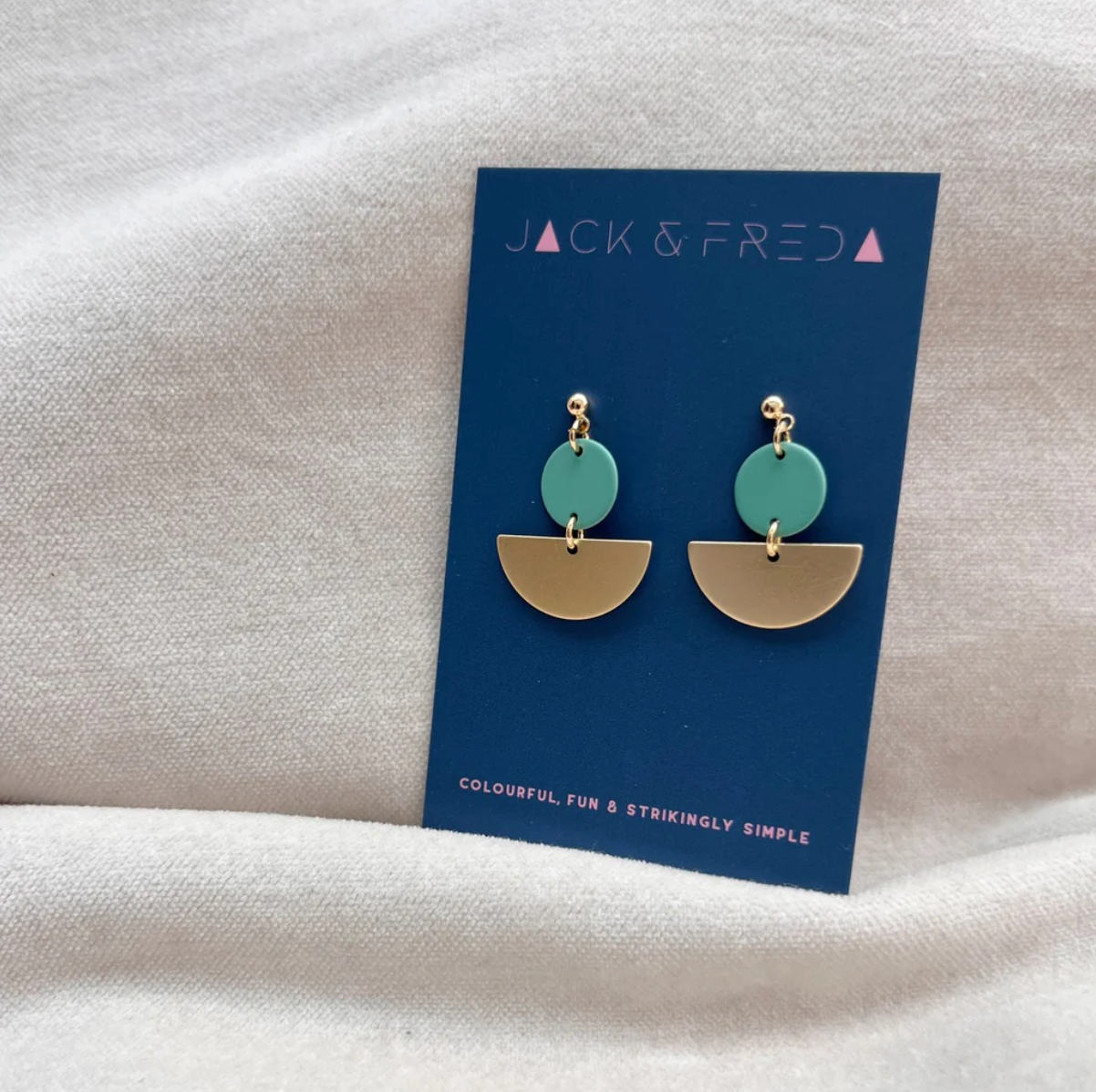 Lola Semi-Circle Earrings - Mint/Gold
