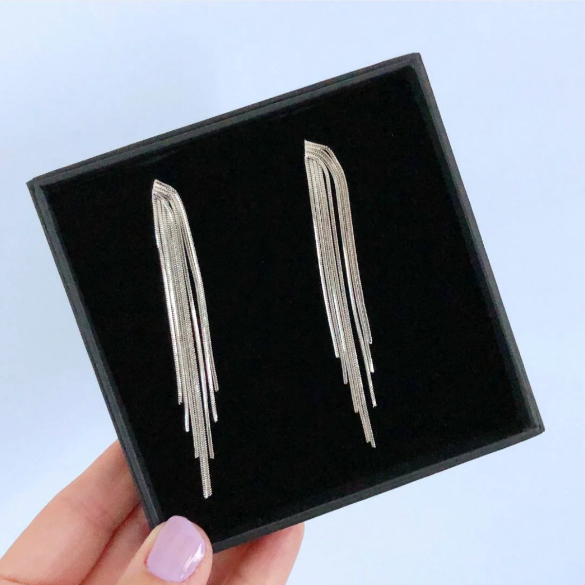 Metallic Tassel Earrings - Silver