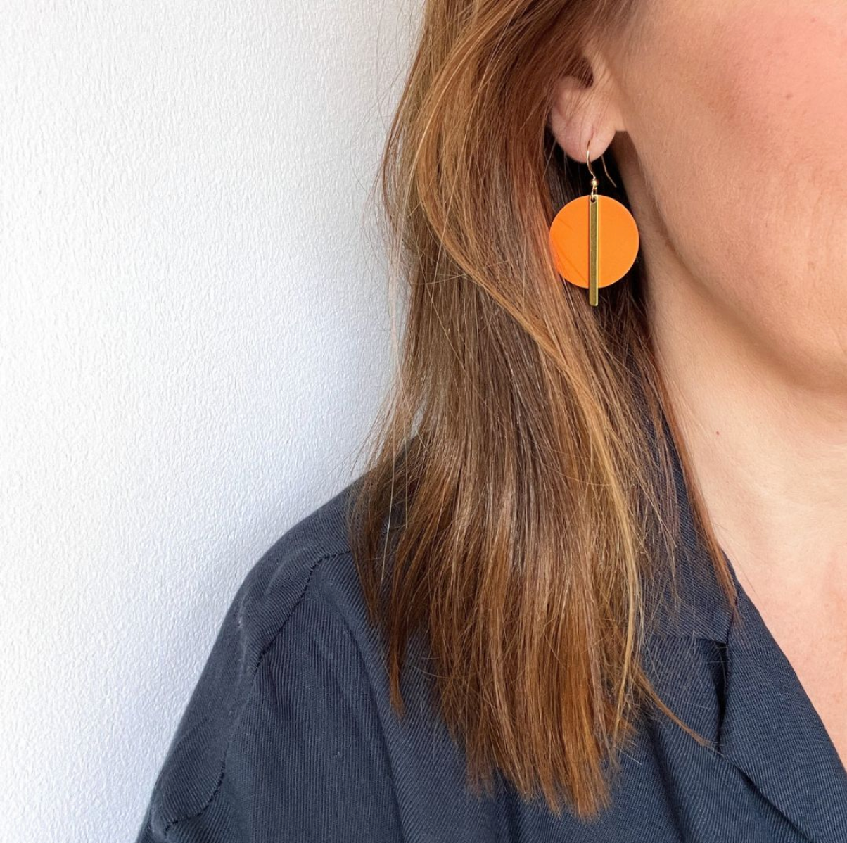 Solar Disc Earrings - Black - Gold / Silver