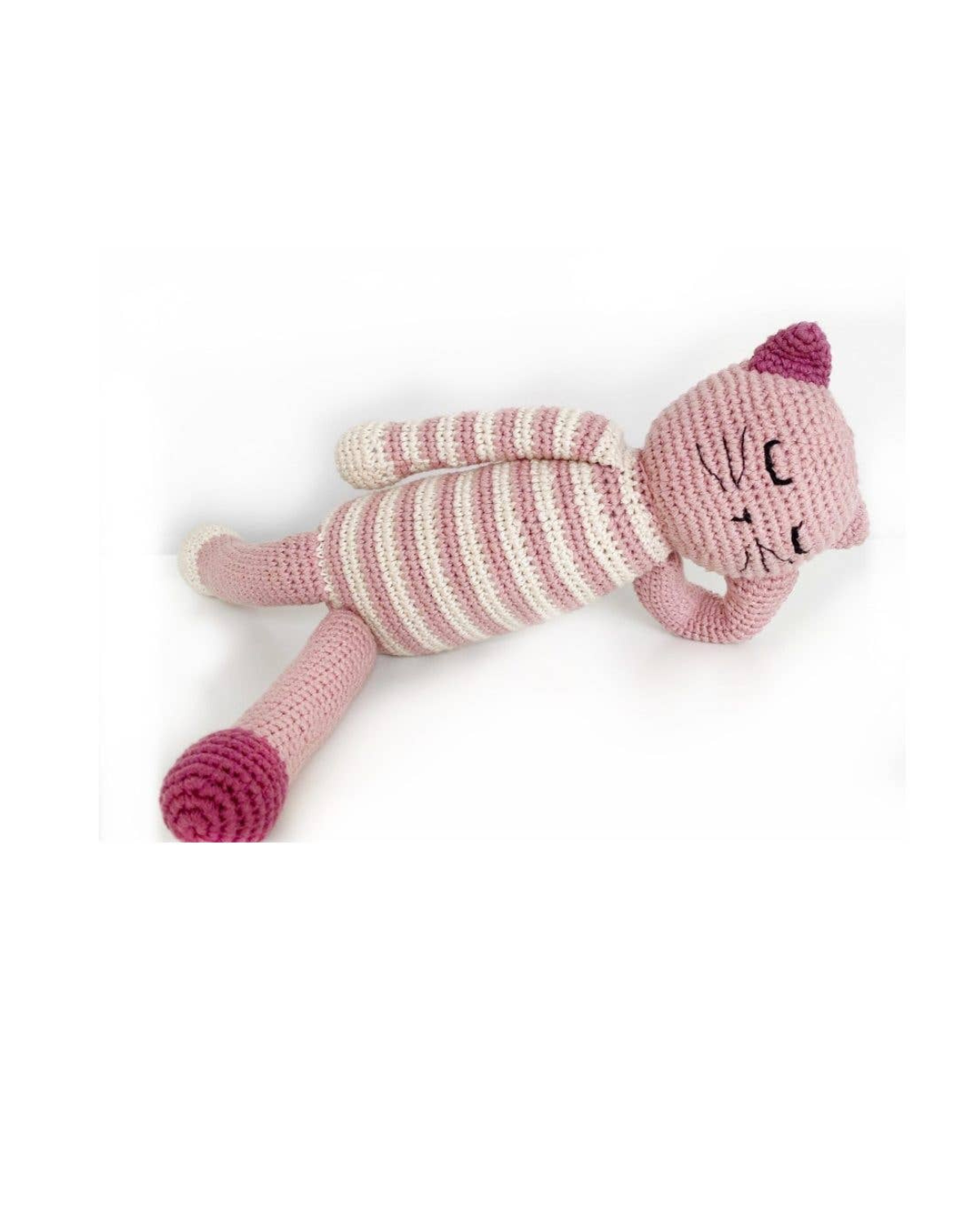 Pink Sleeping Kitten Baby Rattle