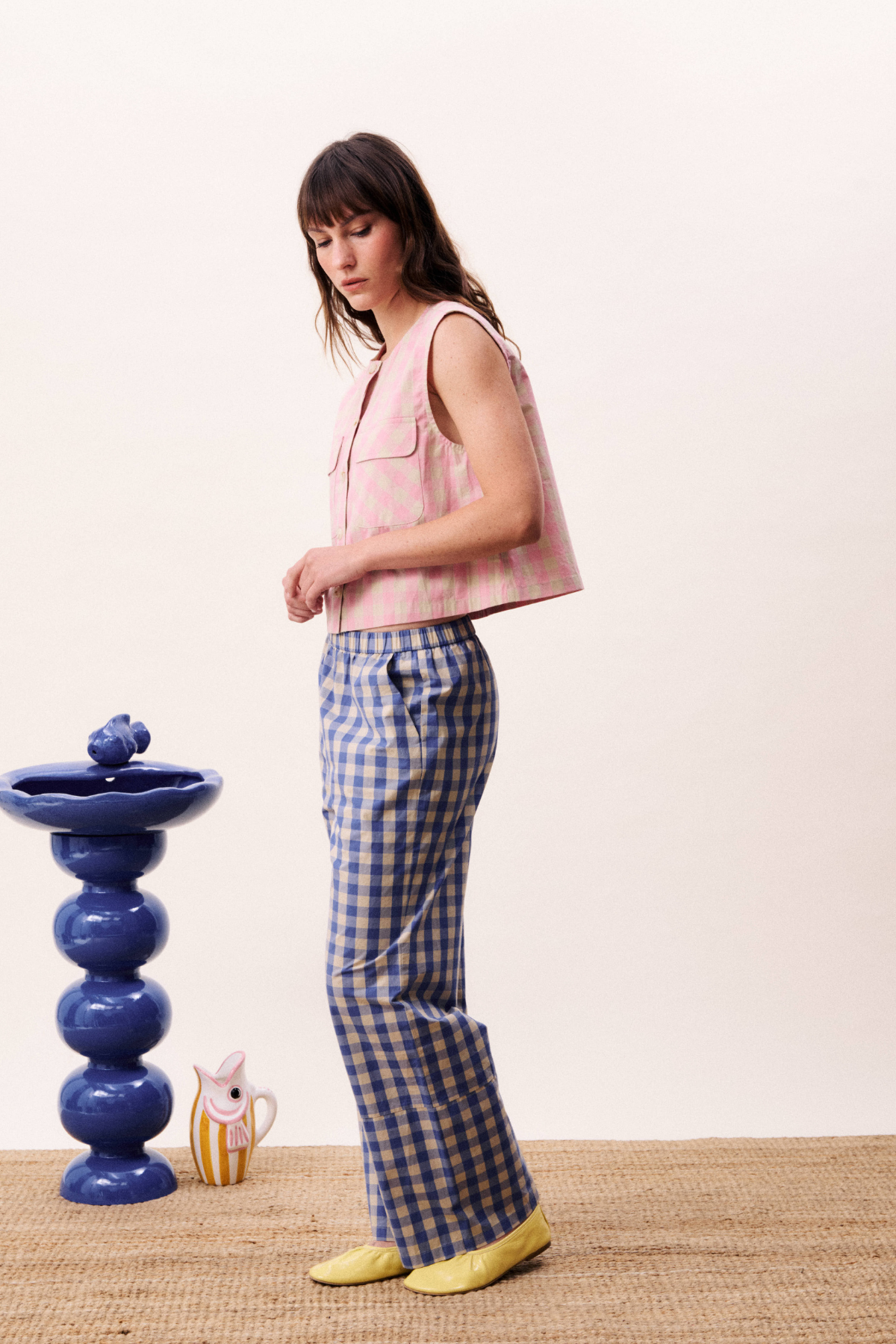SALE ~ Pink Gingham Gilet
