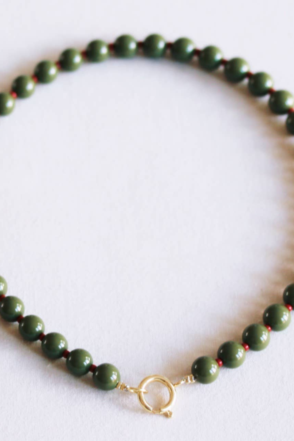 Beaded necklace with Miyuki beads - Olive/Burgundy