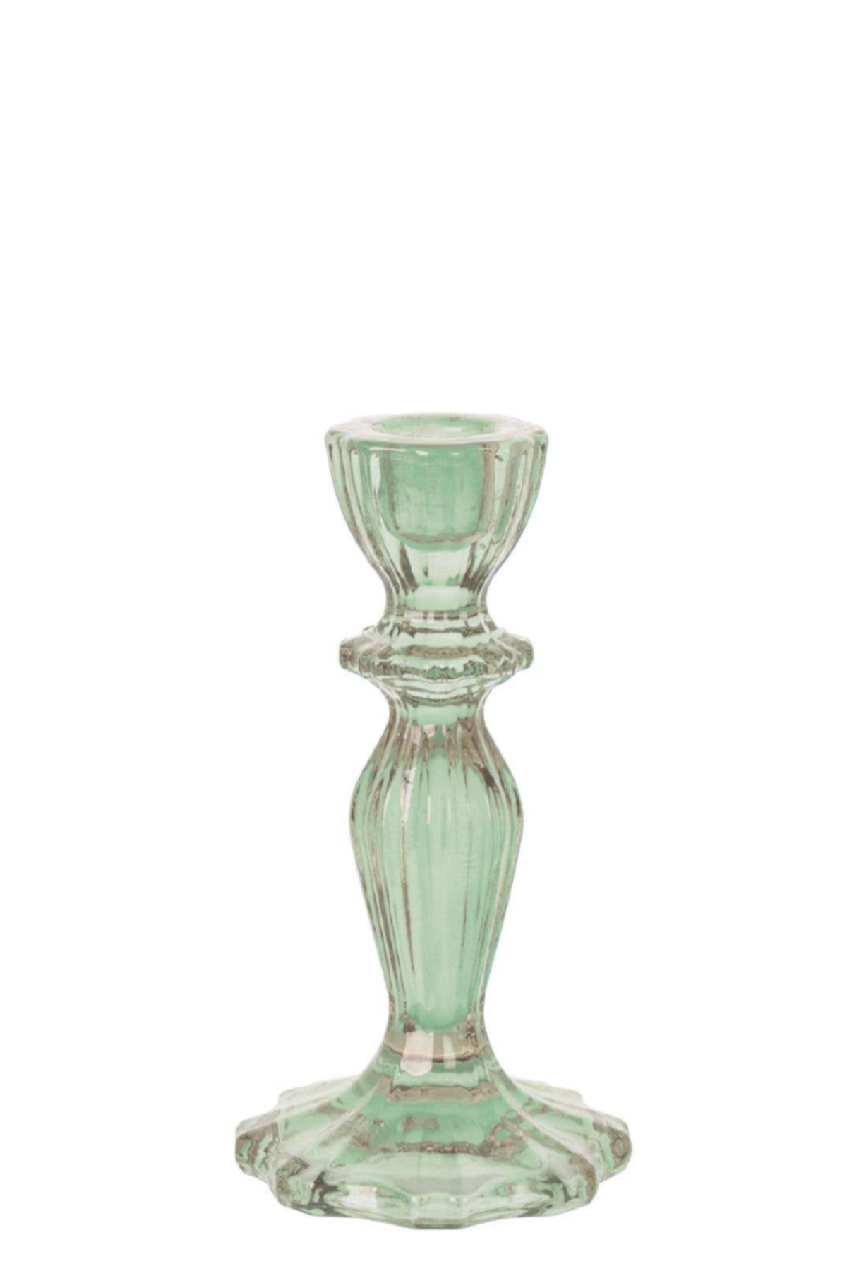 Light Green Glass Candlestick Holder