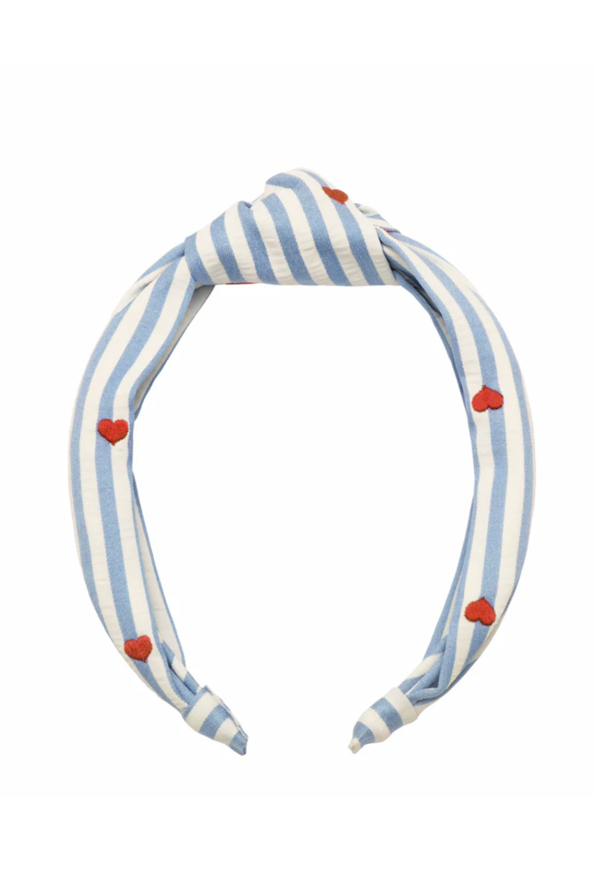 Stripy Embroidered Heart Knotted Headband