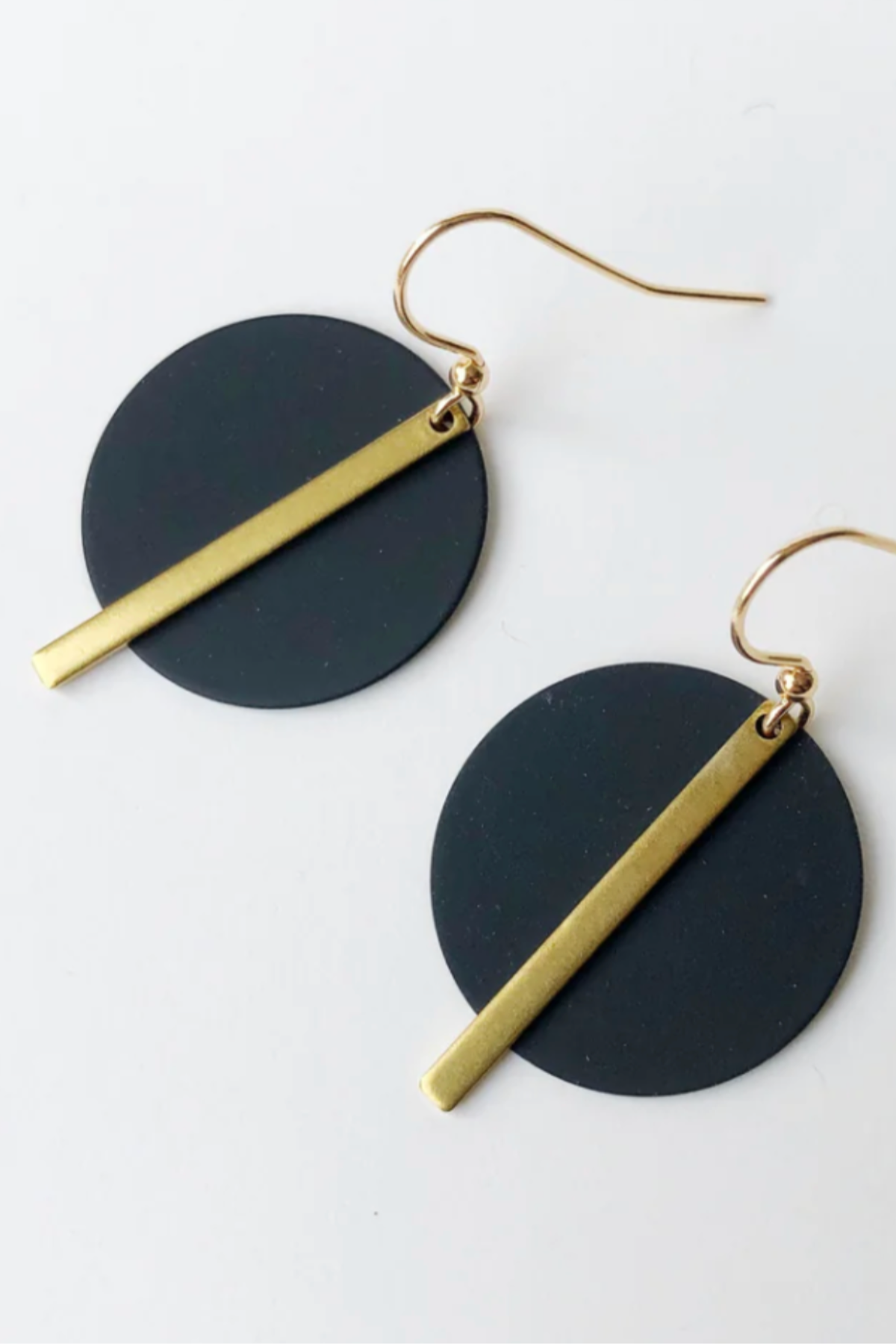 Solar Disc Earrings - Black - Gold / Silver