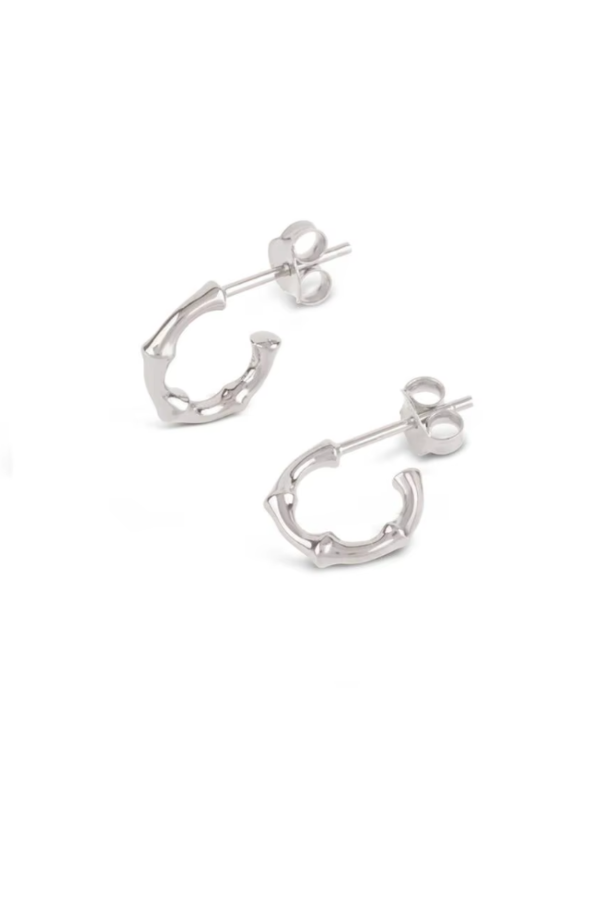 Sterling Silver Bamboo Open Hoop Earrings