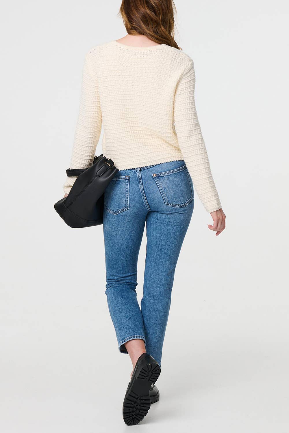 Cream Textured Knit Cardigan