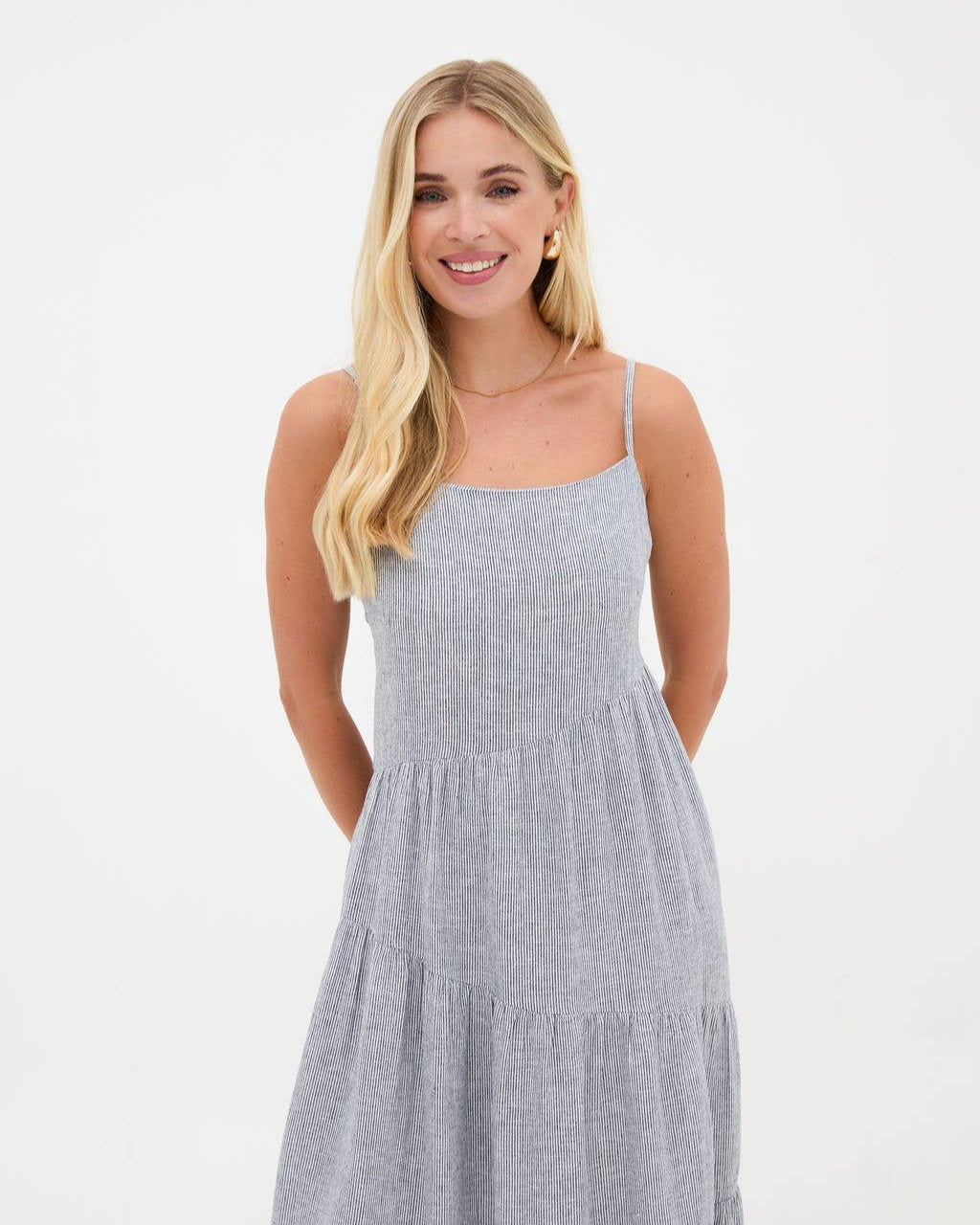 Fika Asymmetric Striped Midi Dress