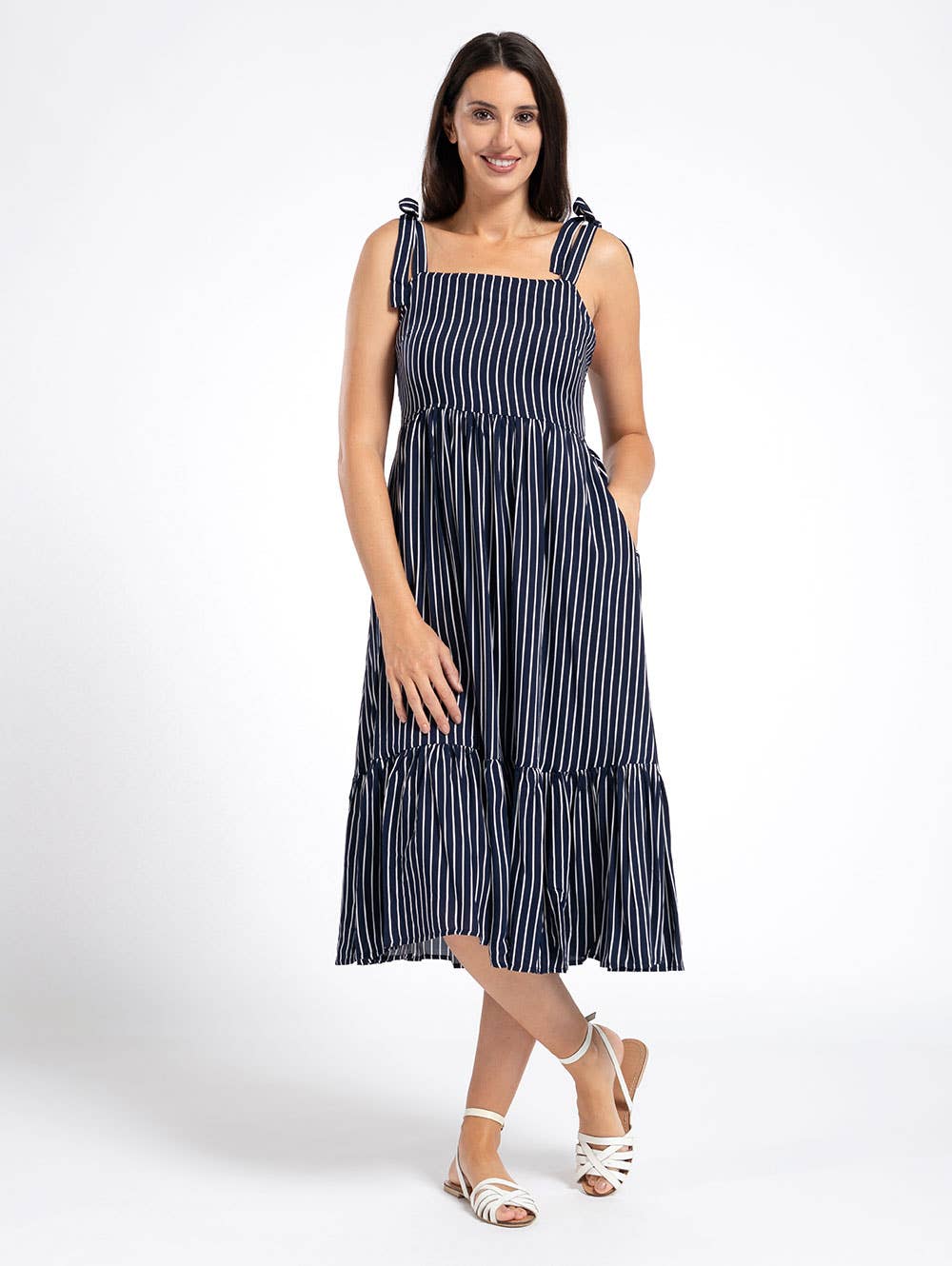 Pentlebay Clothing - Strappy Sundress in Navy Stripe