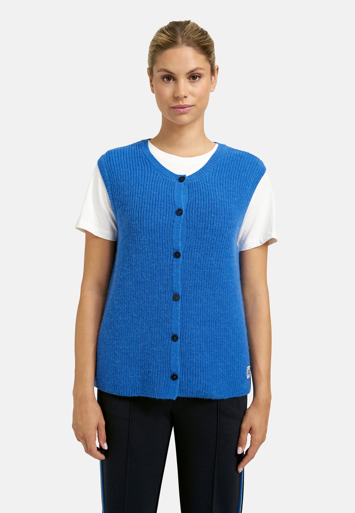 SALE2 - Hairy Knit Rib Vest - Bright Blue