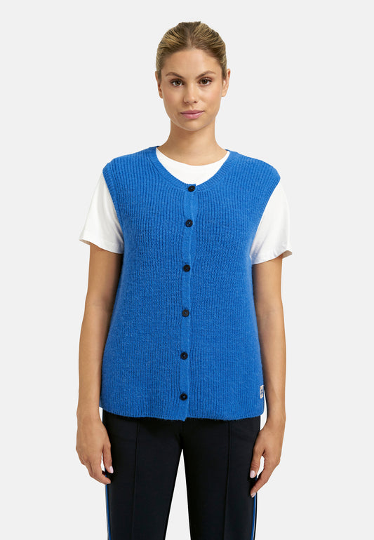 Hairy Knit Rib Vest - Bright Blue