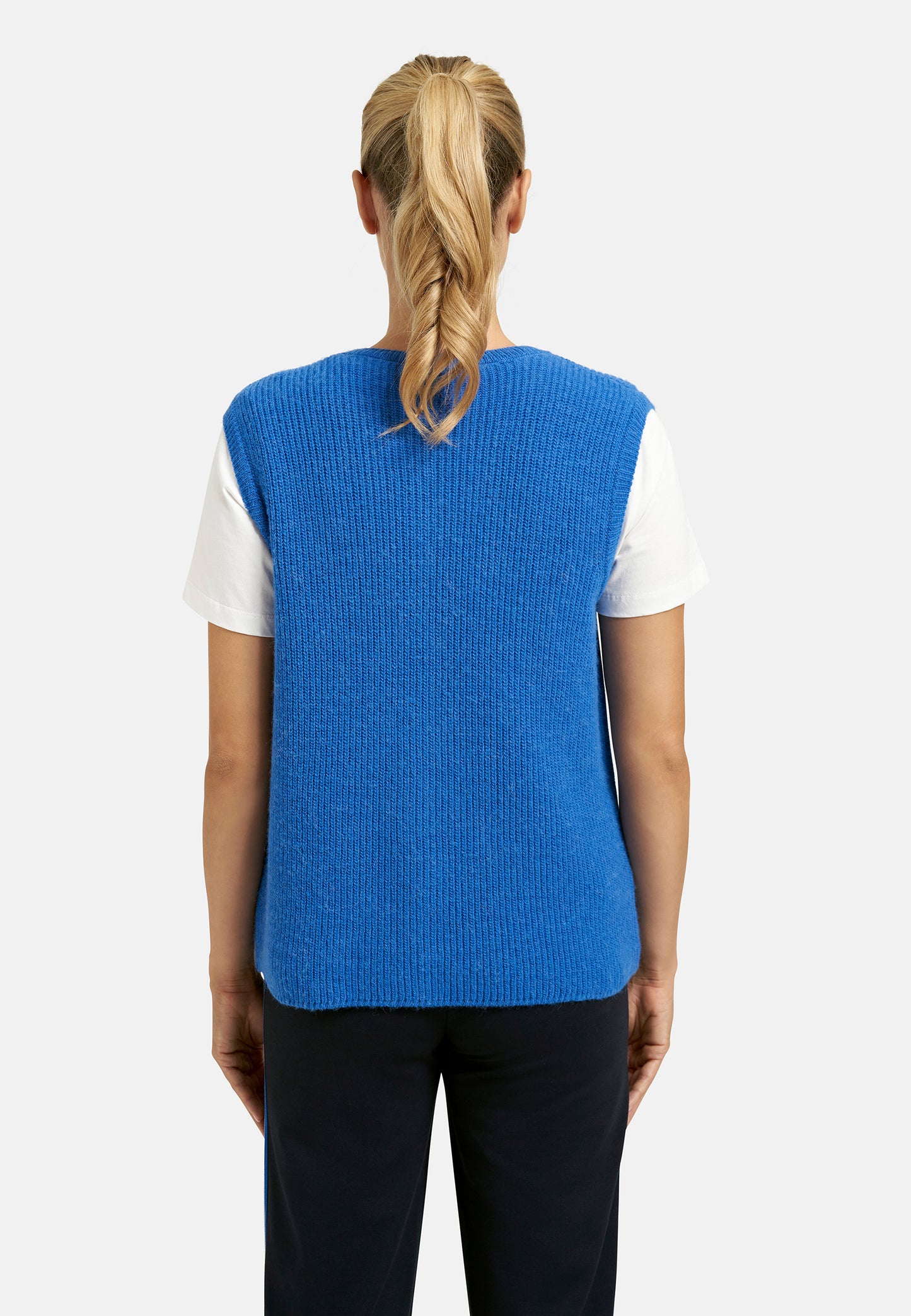 SALE2 - Hairy Knit Rib Vest - Bright Blue