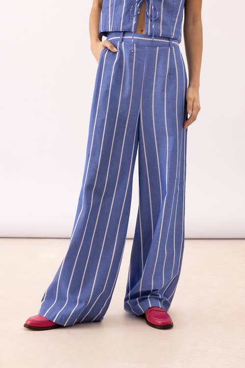 Striped Wide-Legged Pants