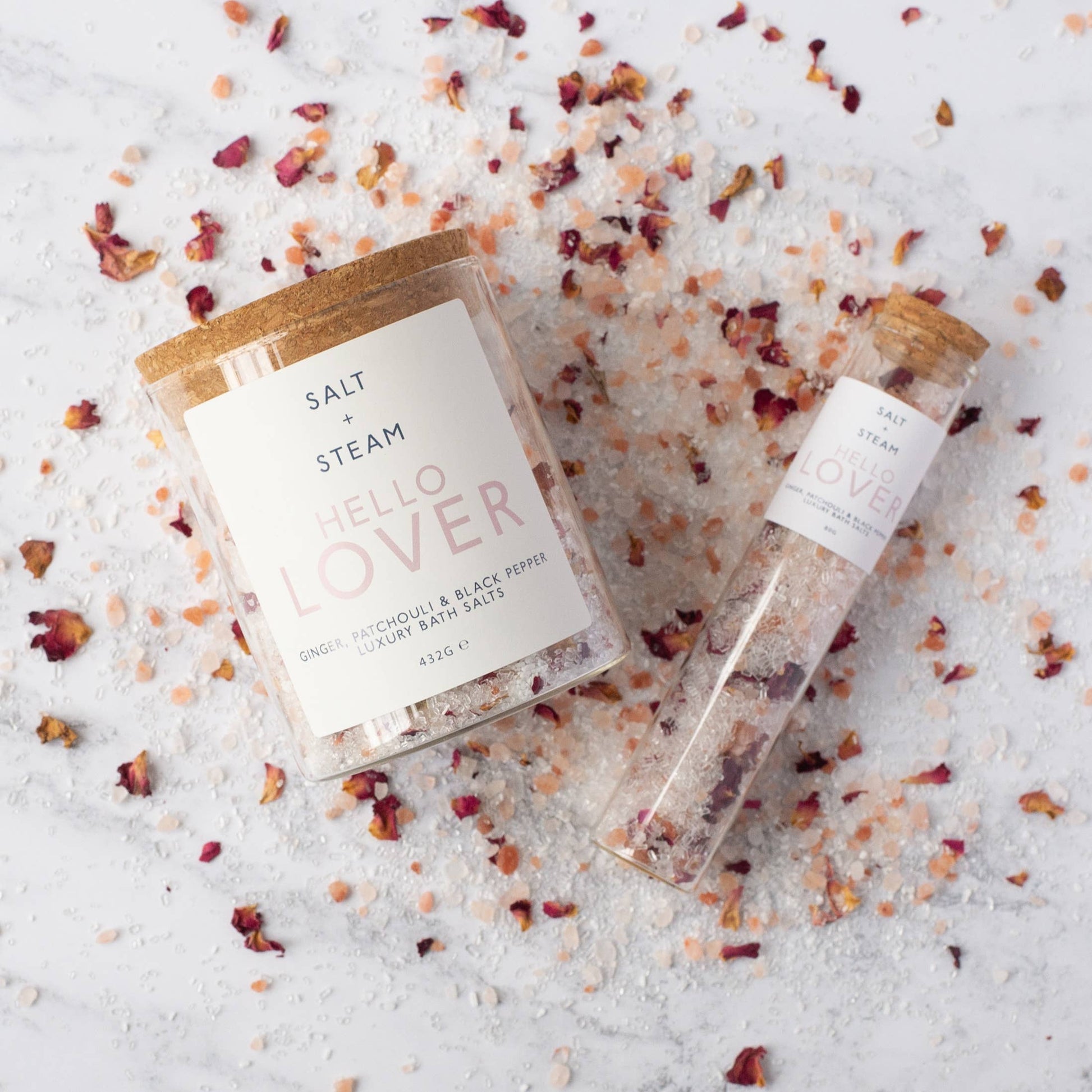 Hello Lover - Ginger & Patchouli Bath Salts - Jar and Tube