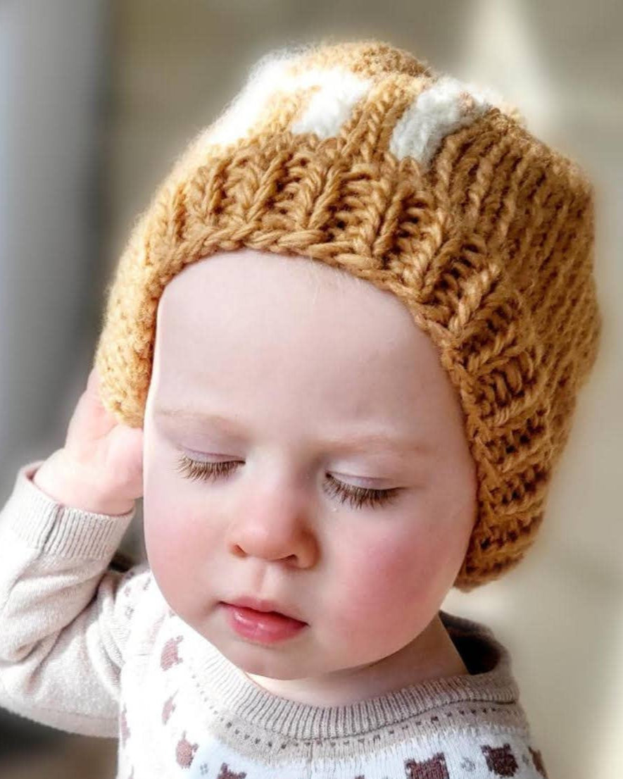 Brown Knit 'Hi" Baby Hat (1-2 Years)