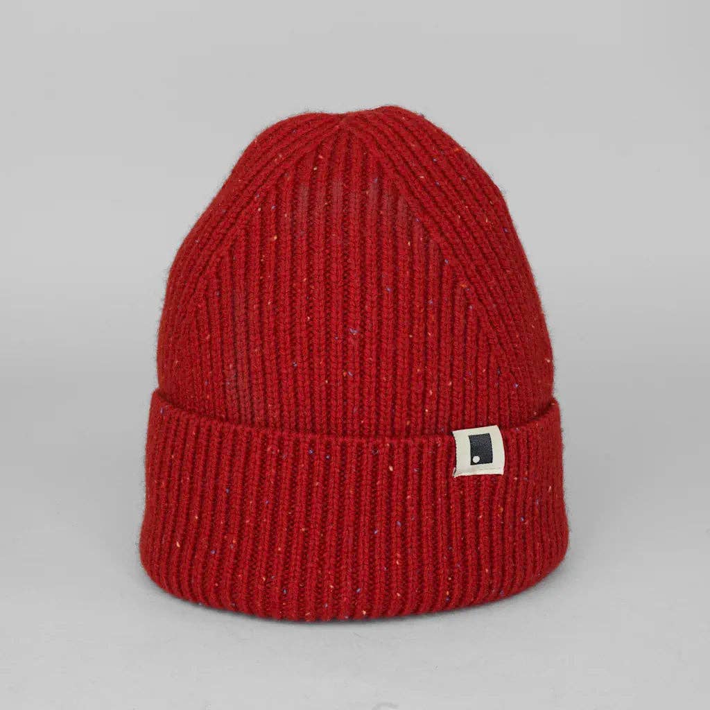 Moorland Wool Rib Beanie-Red