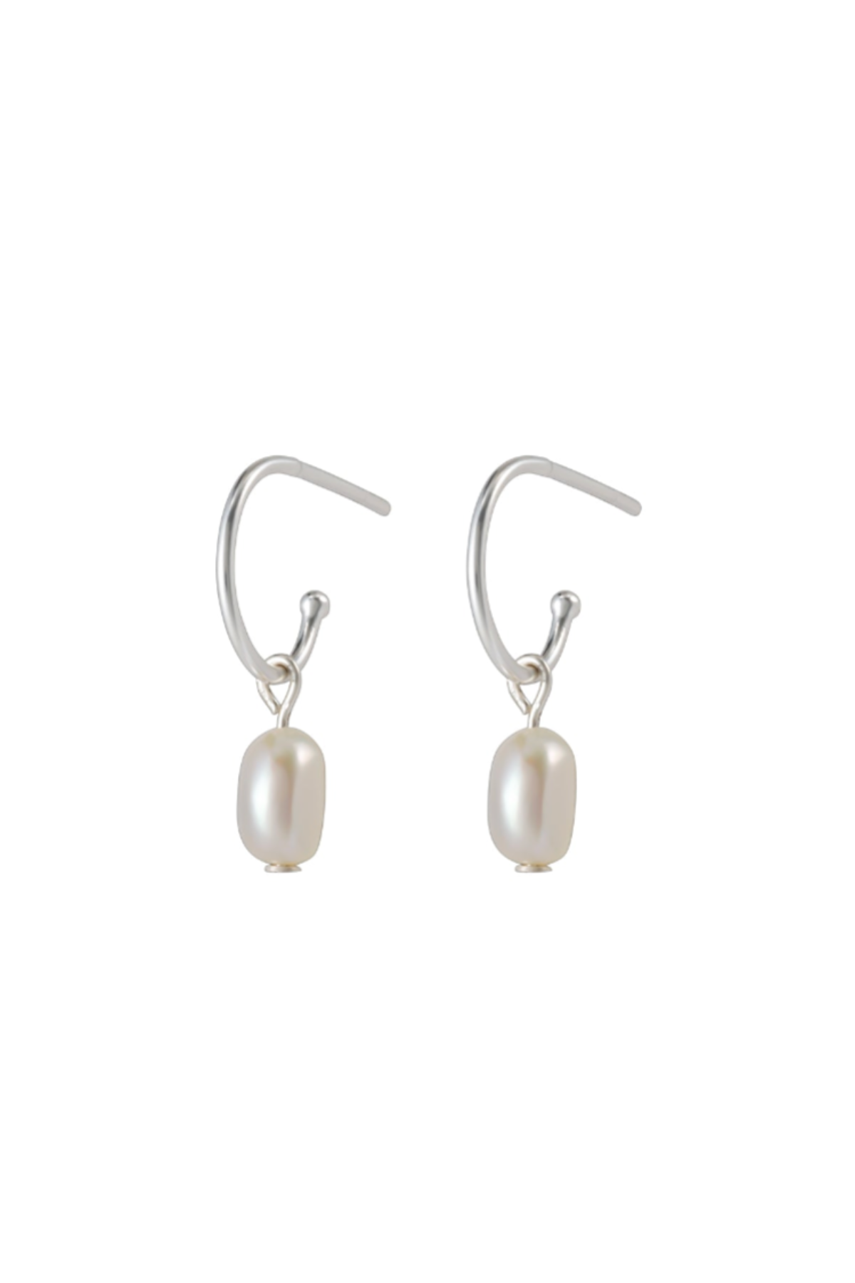 Silver Pearl Drop Studs