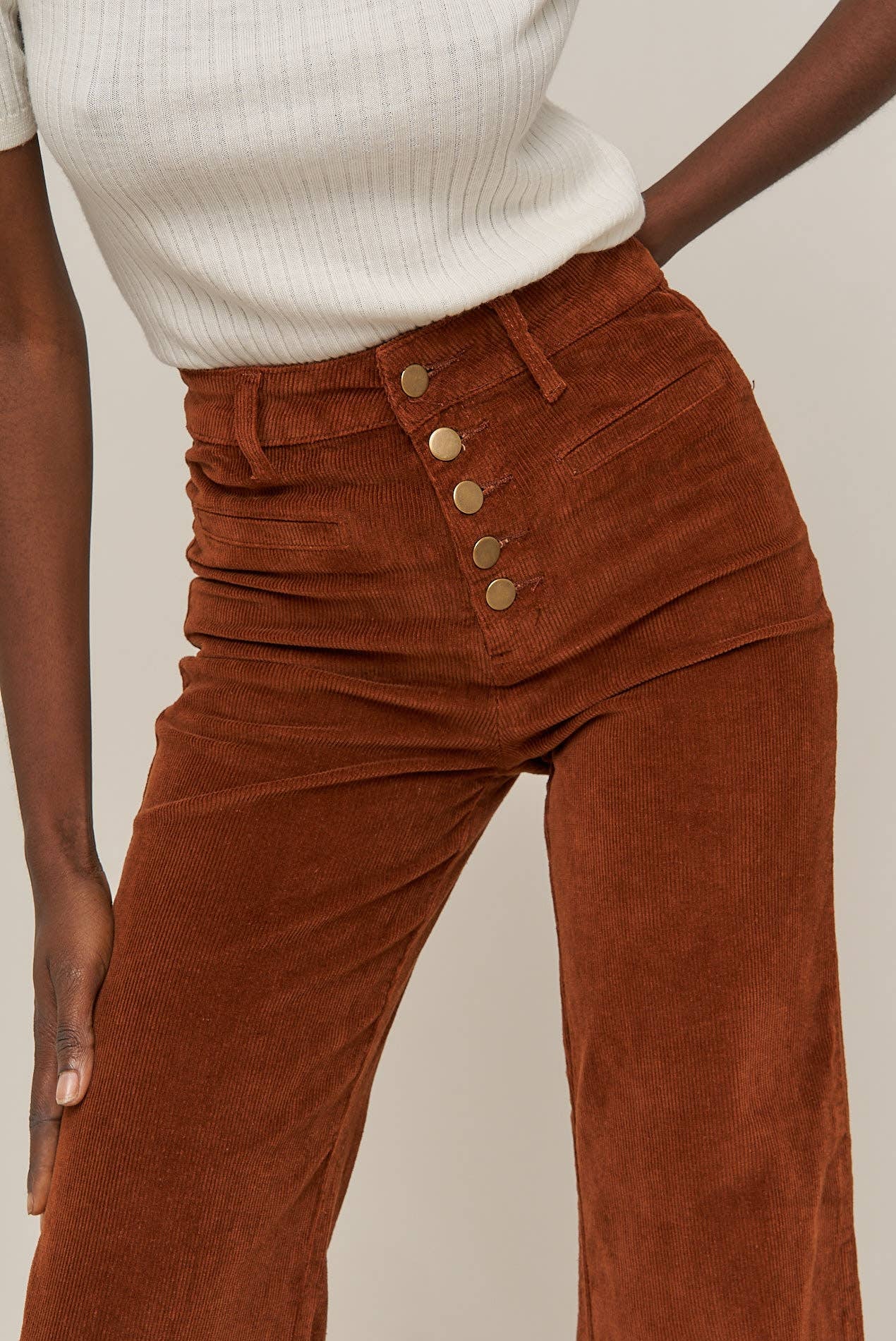 VALENTINA velvet corduroy wide pants