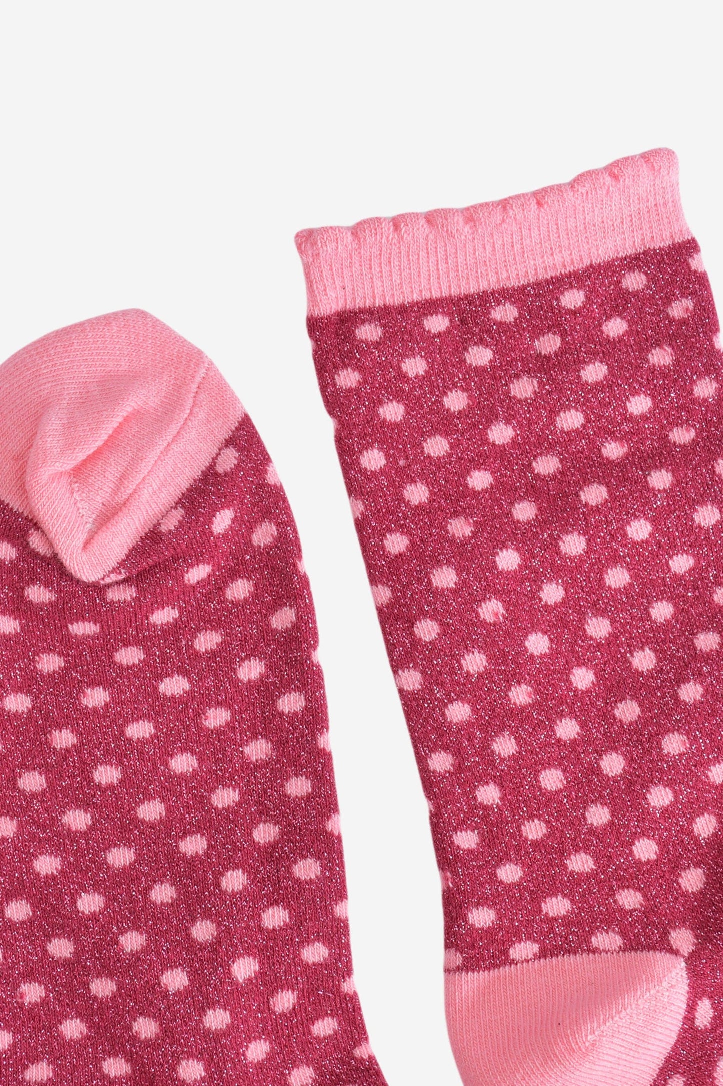 Polka Dot Glitter Socks - Berry/Pink