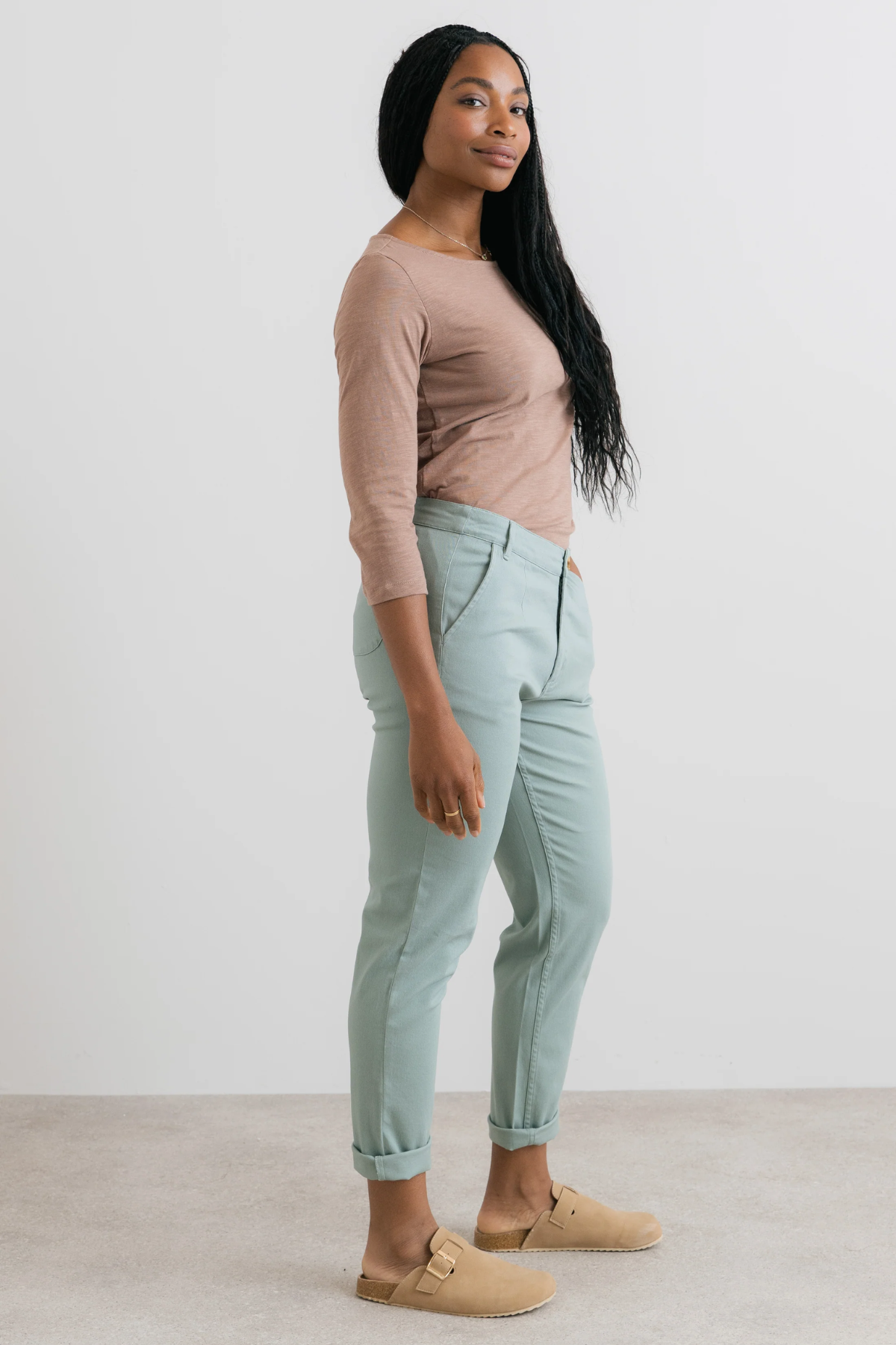 SALE - Monica 3/4 Sleeve Top Plain Organic Cotton Slub