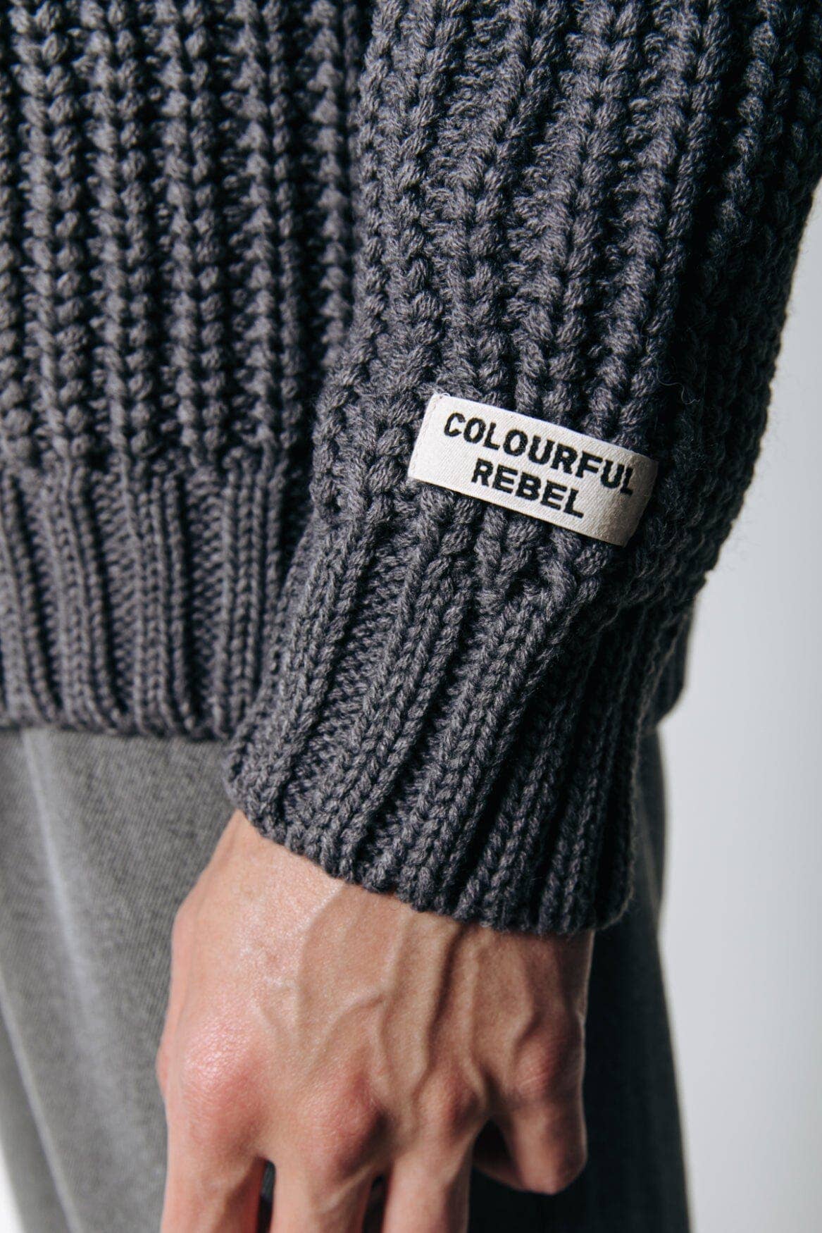 Dean Rib Knit Sweater in Dark grey