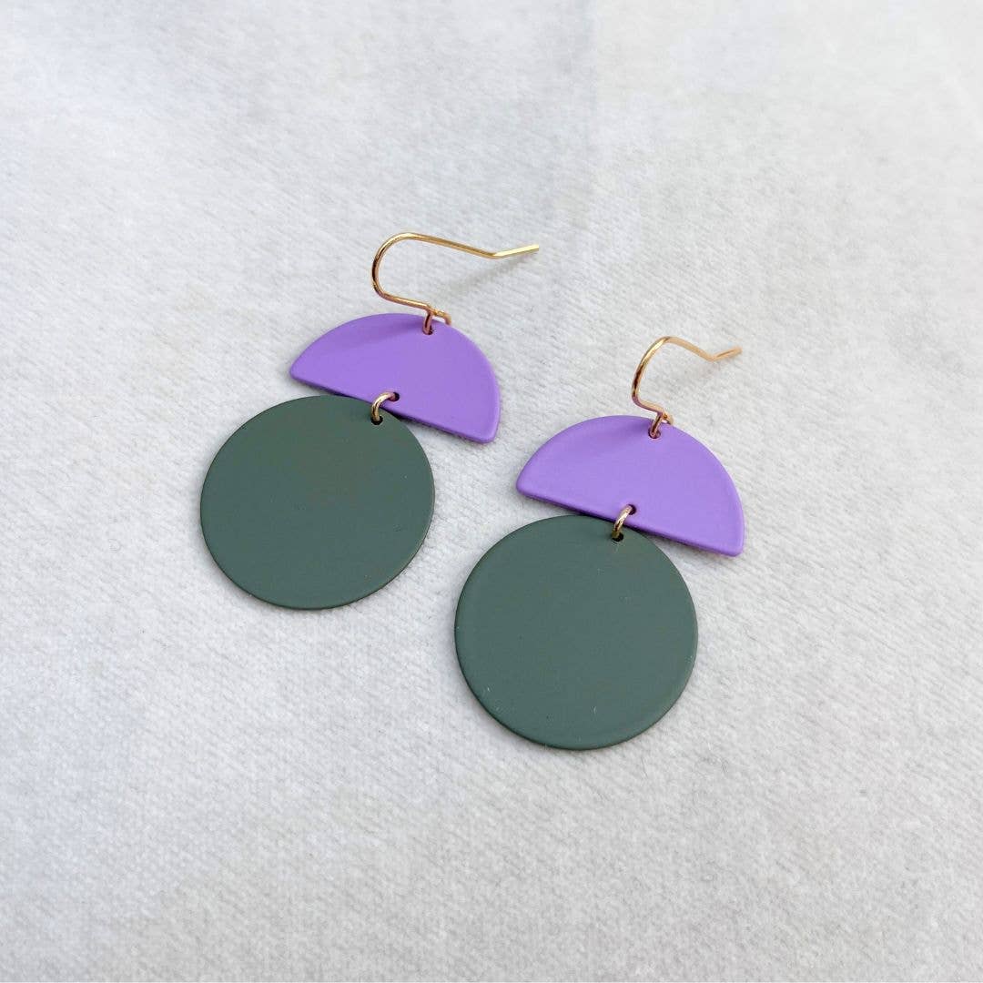 Orla Earrings - olive & lilac