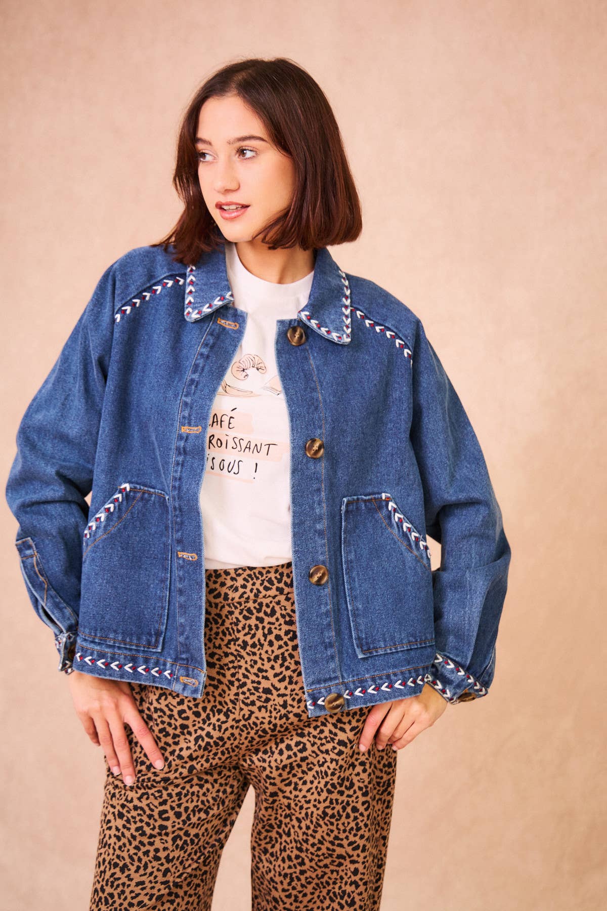 VALENA Embroided Denim Jacket